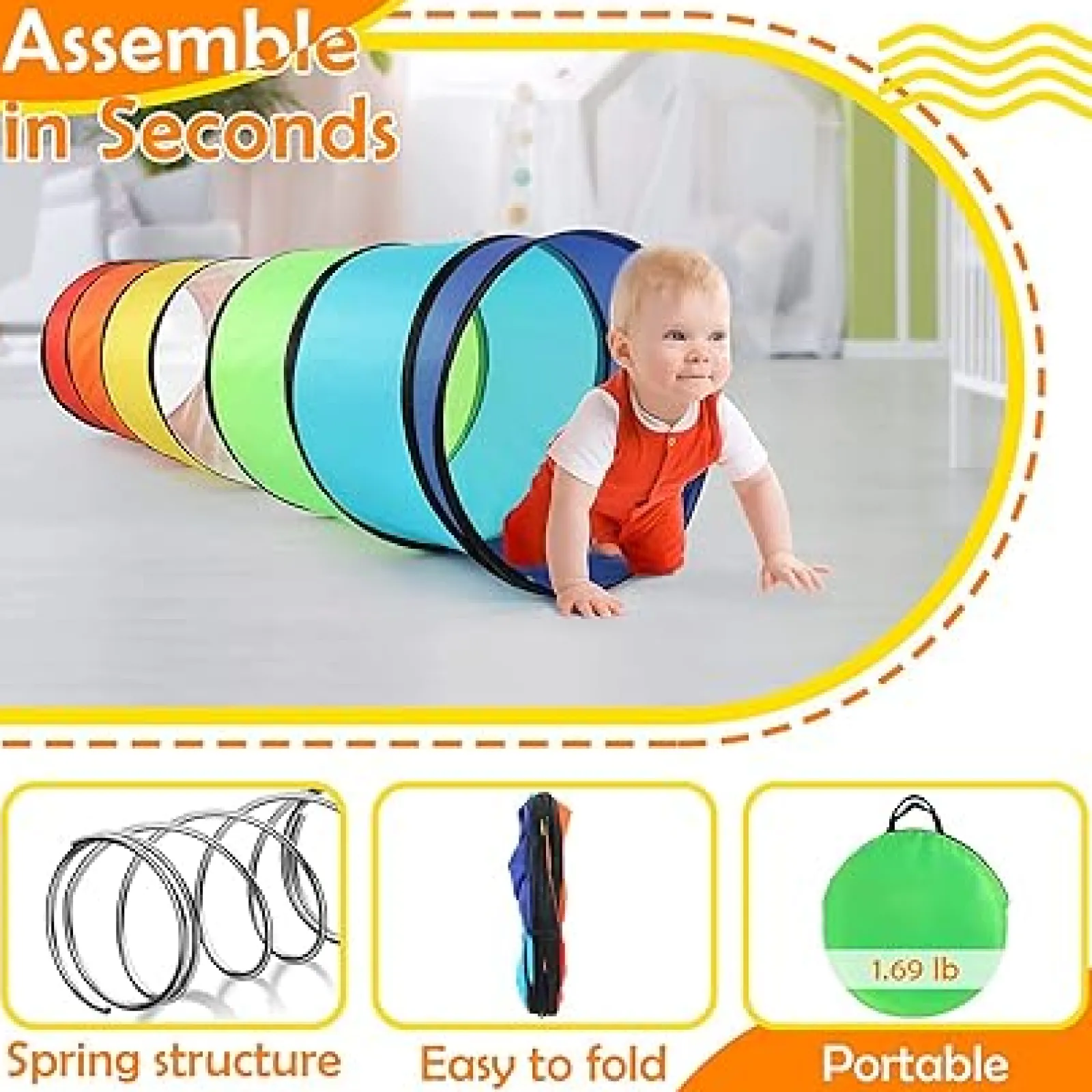 Little Helper Role Play Toys & Pretend Play | Playhouses, Teepees & Dens | Children’s Indoor Outdoor Colourful Pop-Up Play Tunnel | Den | Garden Play Equipment