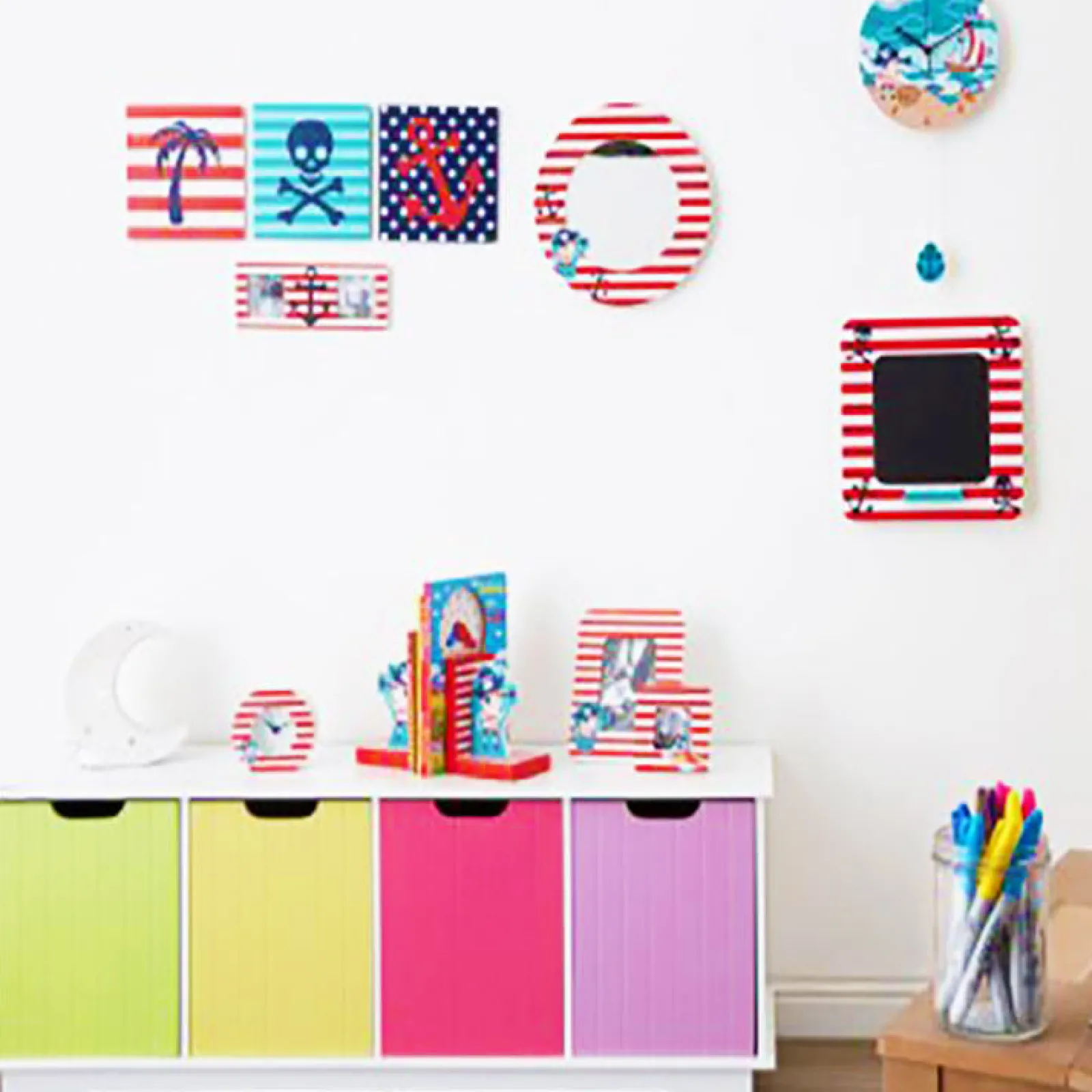 Little Helper Toy Storage Units | Toy Storage Units | Childrens Large Deluxe White Toy Storage Unit | Bench with 4 Colourful Storage Boxes | 1.2m Wide