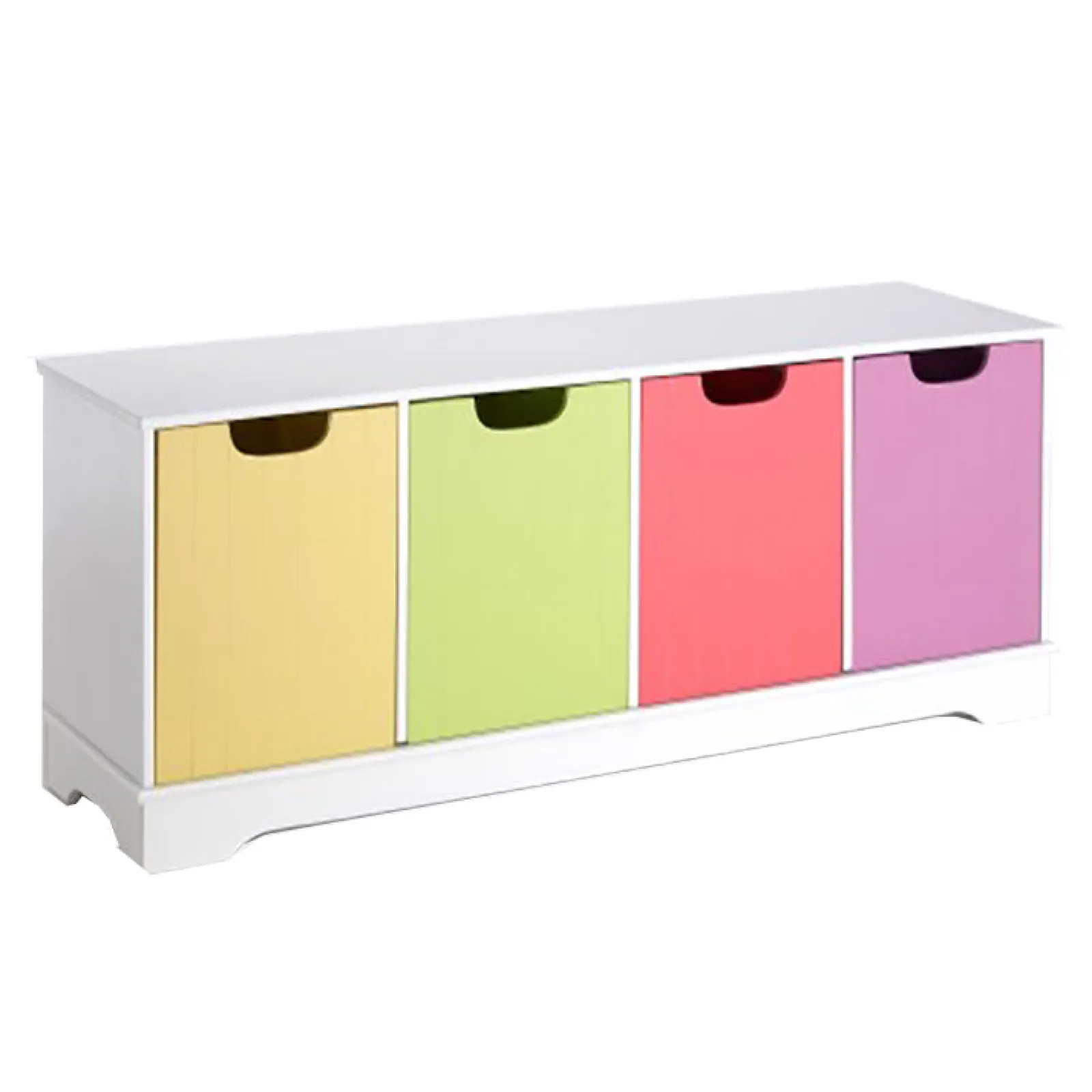 Little Helper Toy Storage Units | Toy Storage Units | Childrens Large Deluxe White Toy Storage Unit | Bench with 4 Colourful Storage Boxes | 1.2m Wide