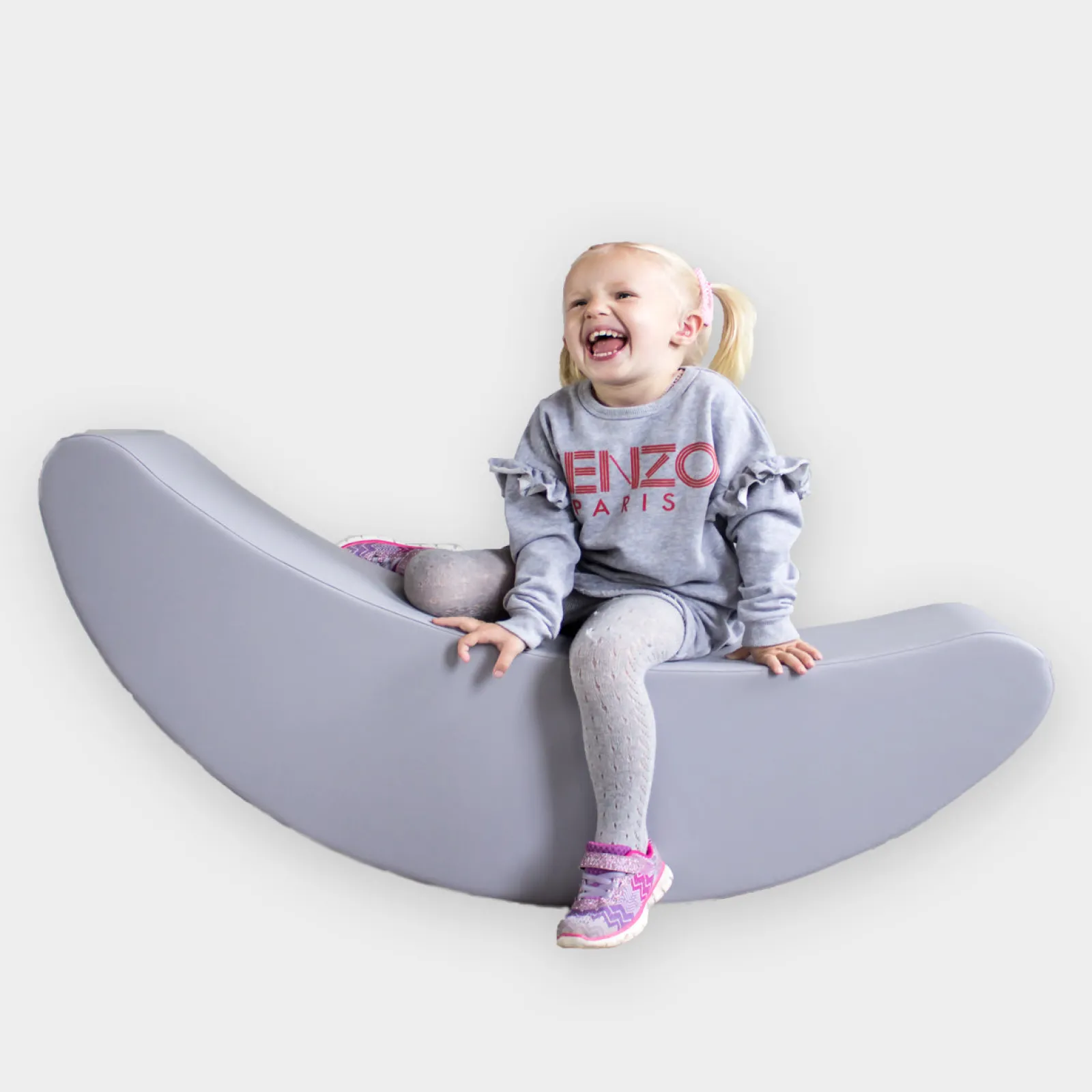 Little Helper Ride On Toys | Childrens Large Leather Rocker | Ride-on Soft Rocking Toy | Soft Play Banana | Grey | 12m+