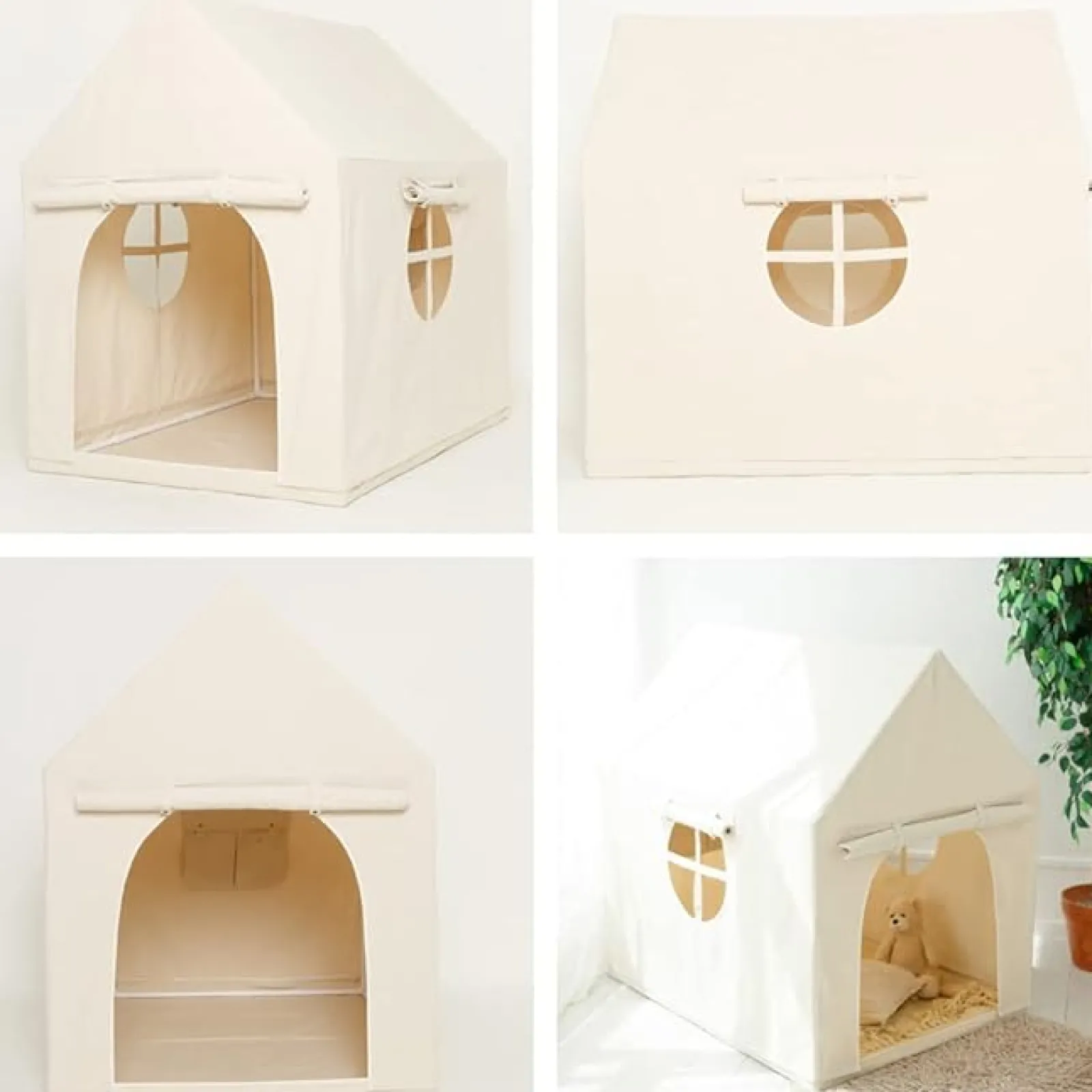 Little Helper Playhouses, Teepees & Dens | Playhouses, Teepees & Dens | Children’s Large Montessori Wendy House | Play House | 1.3m High | Cream | 3-8 Years