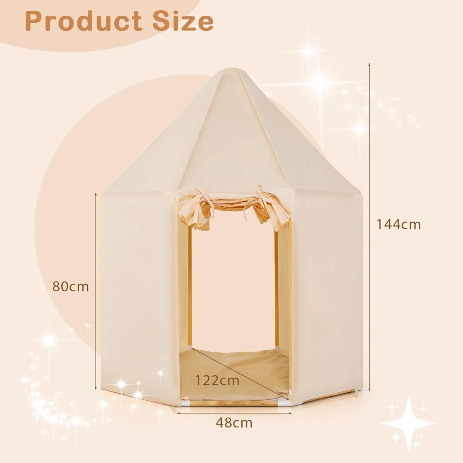Little Helper Playhouses, Teepees & Dens | Playhouses, Teepees & Dens | Children’s Large Playhouse Tent | 2 Doors with Washable Mat | Cream