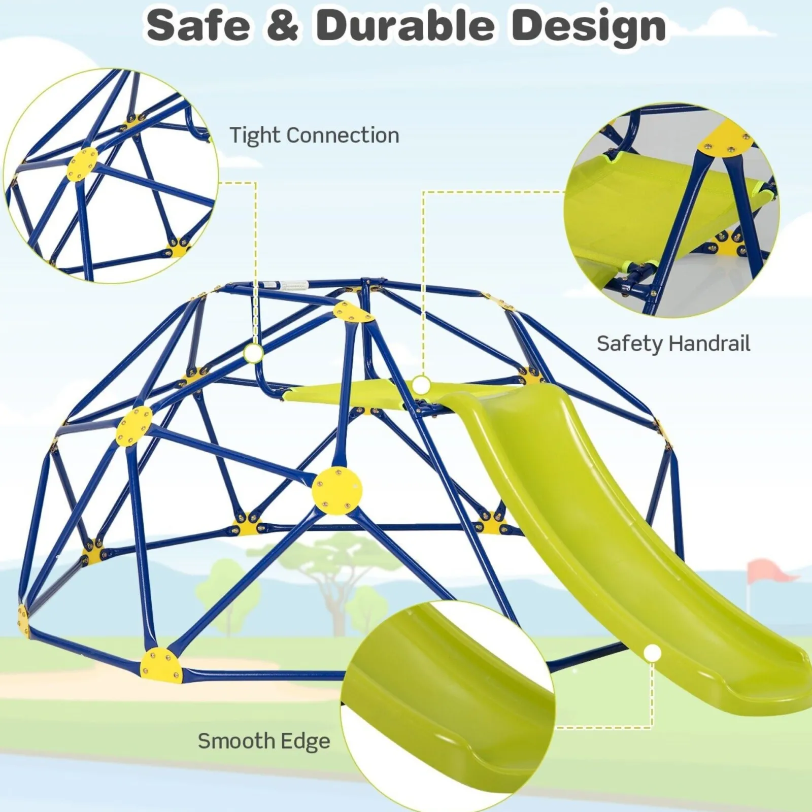 Little Helper Swing & Slide Sets & Garden Play & Trampolines | Kids Climbing Frames & Activity Toys | Children's Large Rust-resistant Indoor & Outdoor Montessori Climbing Frame Dome with Slide | 3-12 years