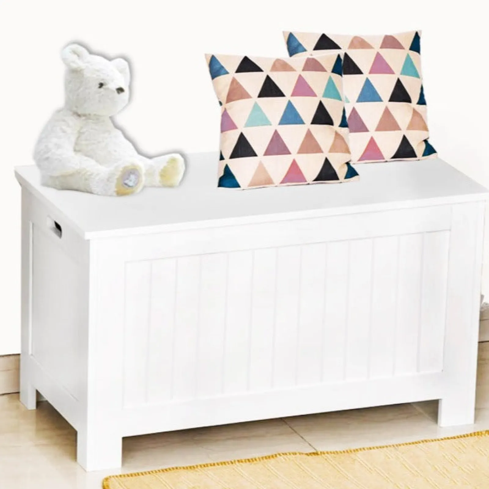 Little Helper Toy Box & Blanket Box | Toy Box & Blanket Box | Childrens Large Wooden Toy Box with Slow Release Hinge | Ottoman | Blanket Box | White
