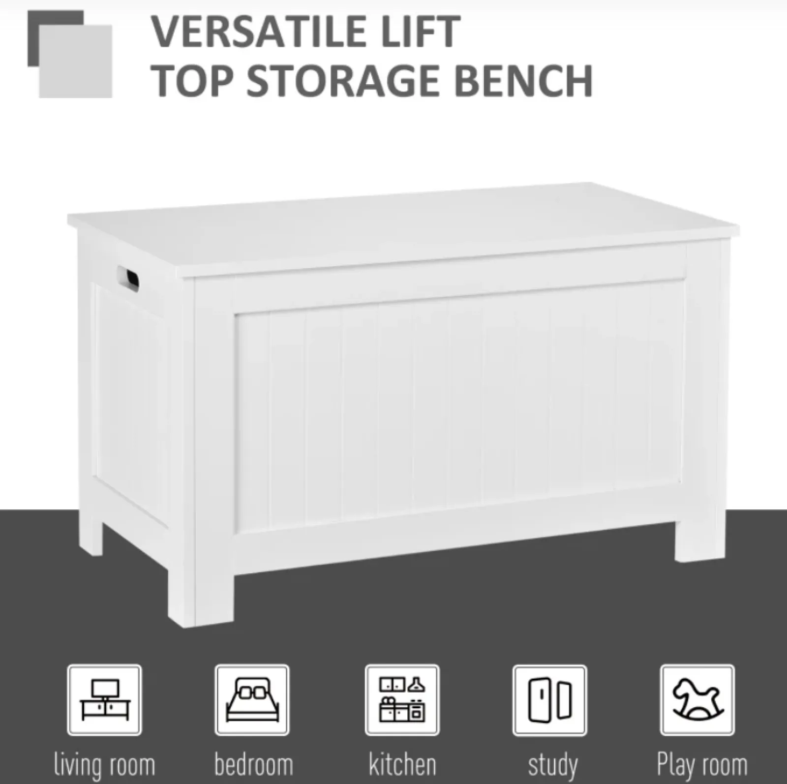 Little Helper Toy Box & Blanket Box | Toy Box & Blanket Box | Childrens Large Wooden Toy Box with Slow Release Hinge | Ottoman | Blanket Box | White
