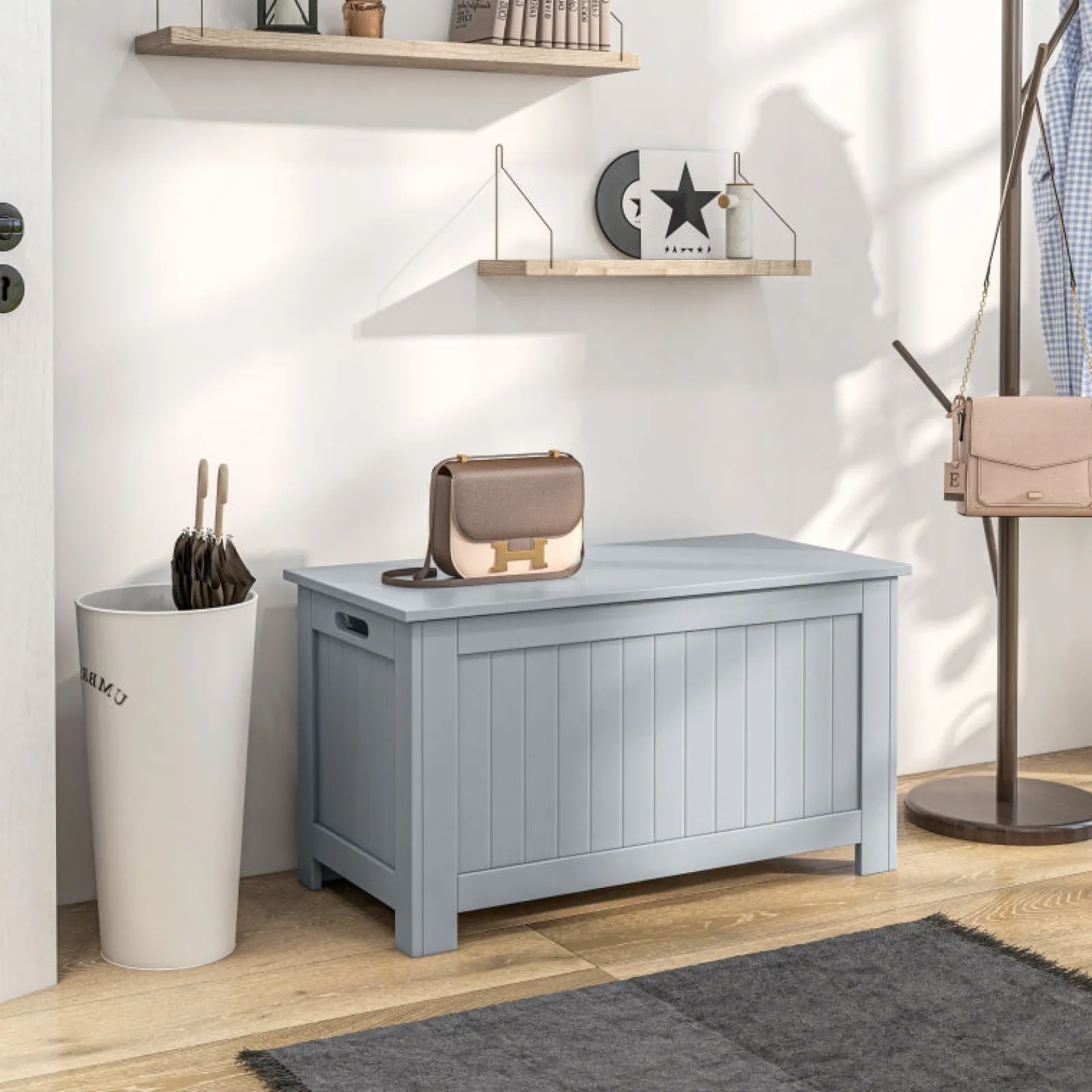 Little Helper Toy Box & Blanket Box | Toy Box & Blanket Box | Childrens Large Wooden Toy Box with Slow Release Hinge | Ottoman | Blanket Box | White