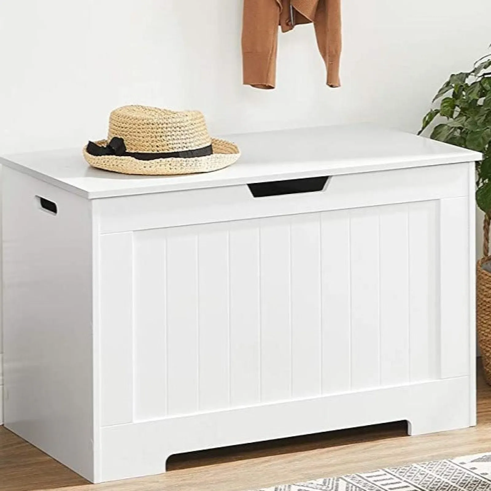 Little Helper Toy Box & Blanket Box | Toy Box & Blanket Box | Childrens Modern Wooden Toy Box with Slow Release Hinges | Ottoman | Blanket Box | White