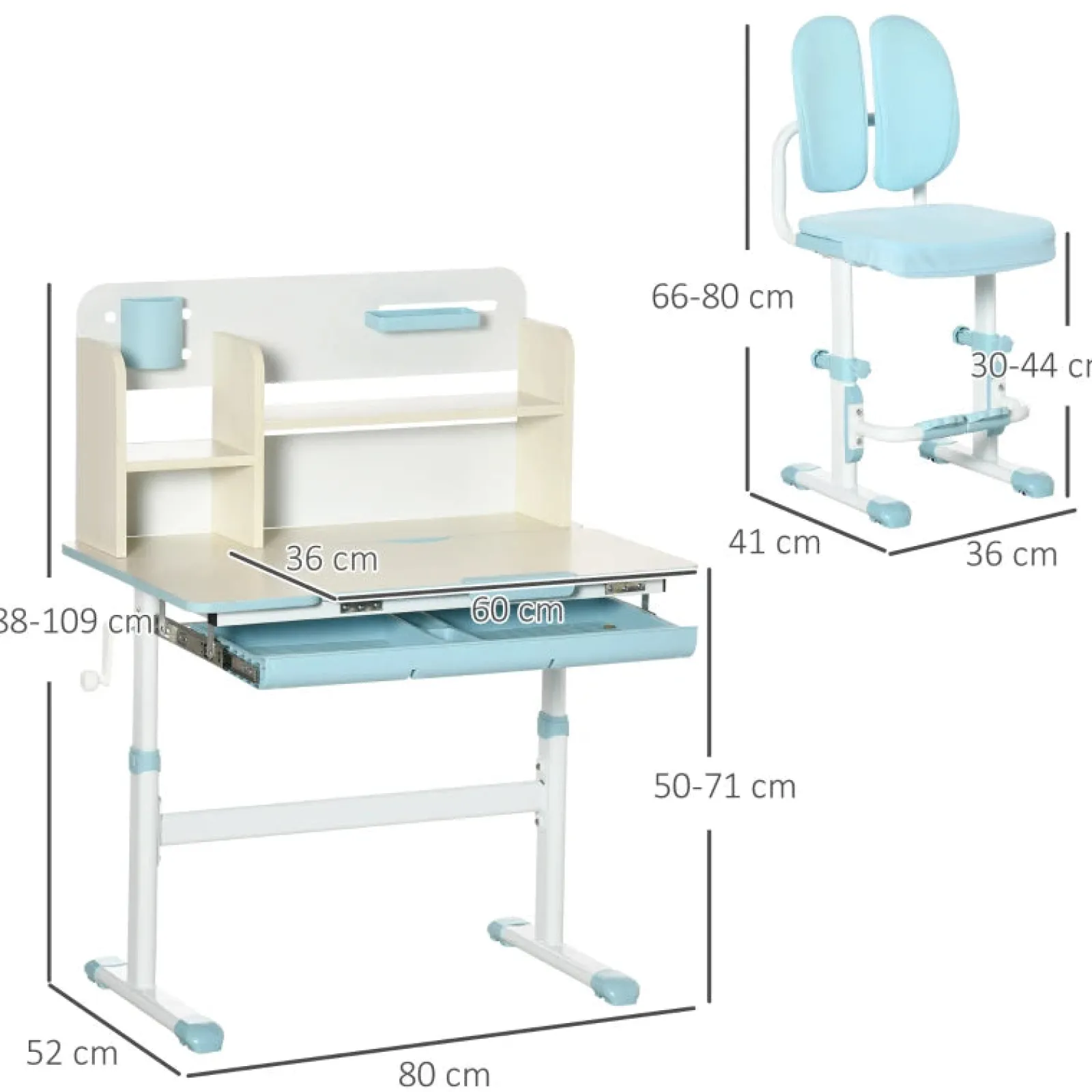 Little Helper Table & Chairs (plastic) | Children's Montessori Ergonomic Height Adjustable Tilting Desk & Chair | Blue | 3-12 Years