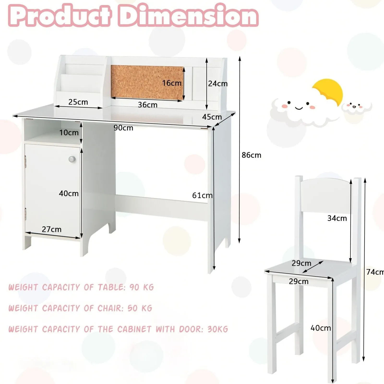 Little Helper Montessori Toys & Products | Table & Chairs (wooden) | Children's Montessori Homework Desk | Bureau | Storage Cupboard & Chair | White | 5-14 Years