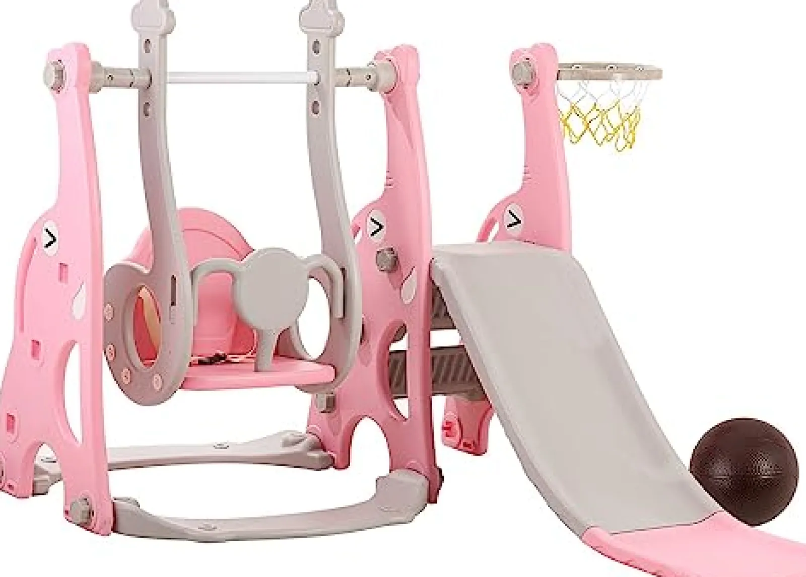 Little Helper Swing & Slide Sets & Garden Play & Trampolines | Children's Montessori Swing and Slide Set | Basketball Hoop | Indoor Outdoor | Pink, Grey or Blue