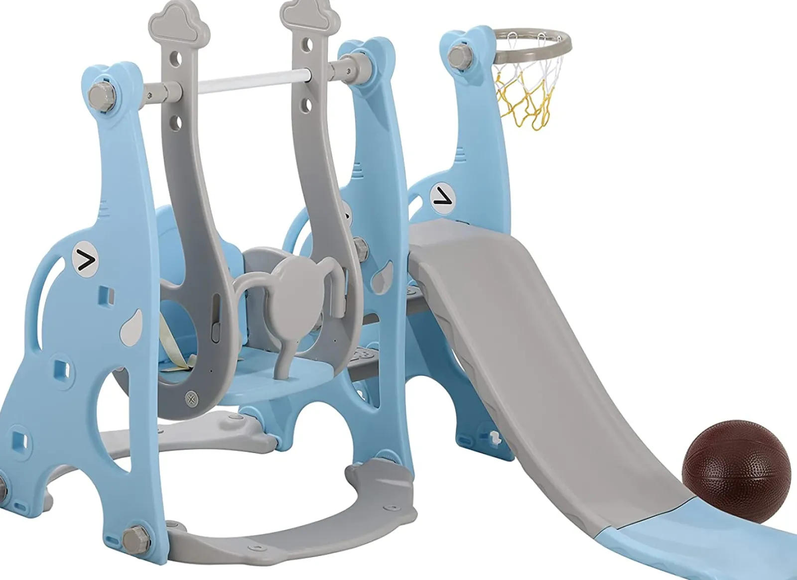 Little Helper Swing & Slide Sets & Garden Play & Trampolines | Children's Montessori Swing and Slide Set | Basketball Hoop | Indoor Outdoor | Pink, Grey or Blue