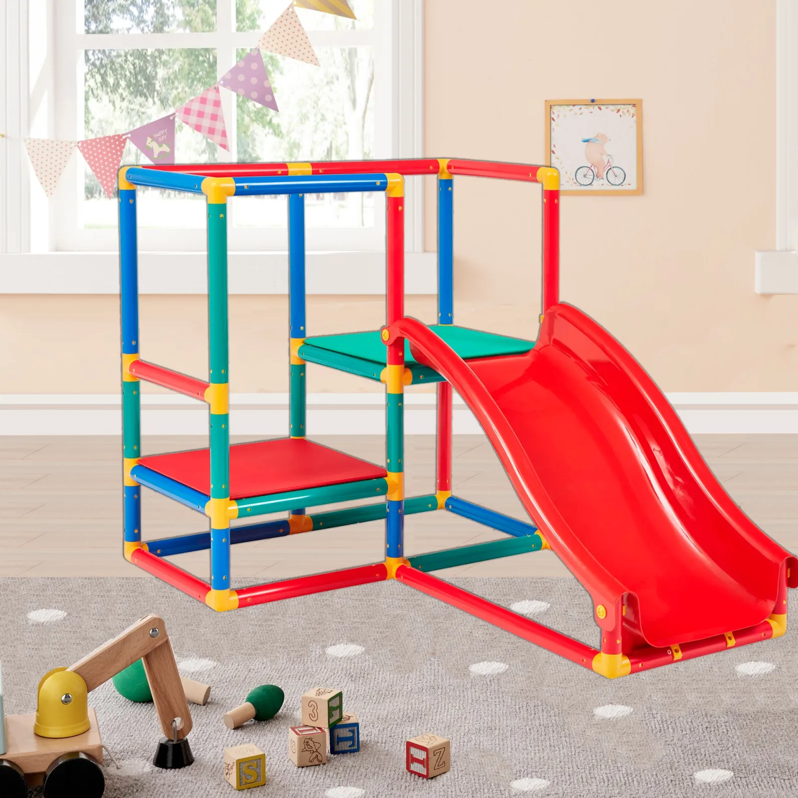 Little Helper Swing & Slide Sets & Garden Play & Trampolines | Kids Climbing Frames & Activity Toys | Children's Multi Purpose 10-in-1 Montessori Climbing Gym with Slide | Table & Chair Set | 12m+
