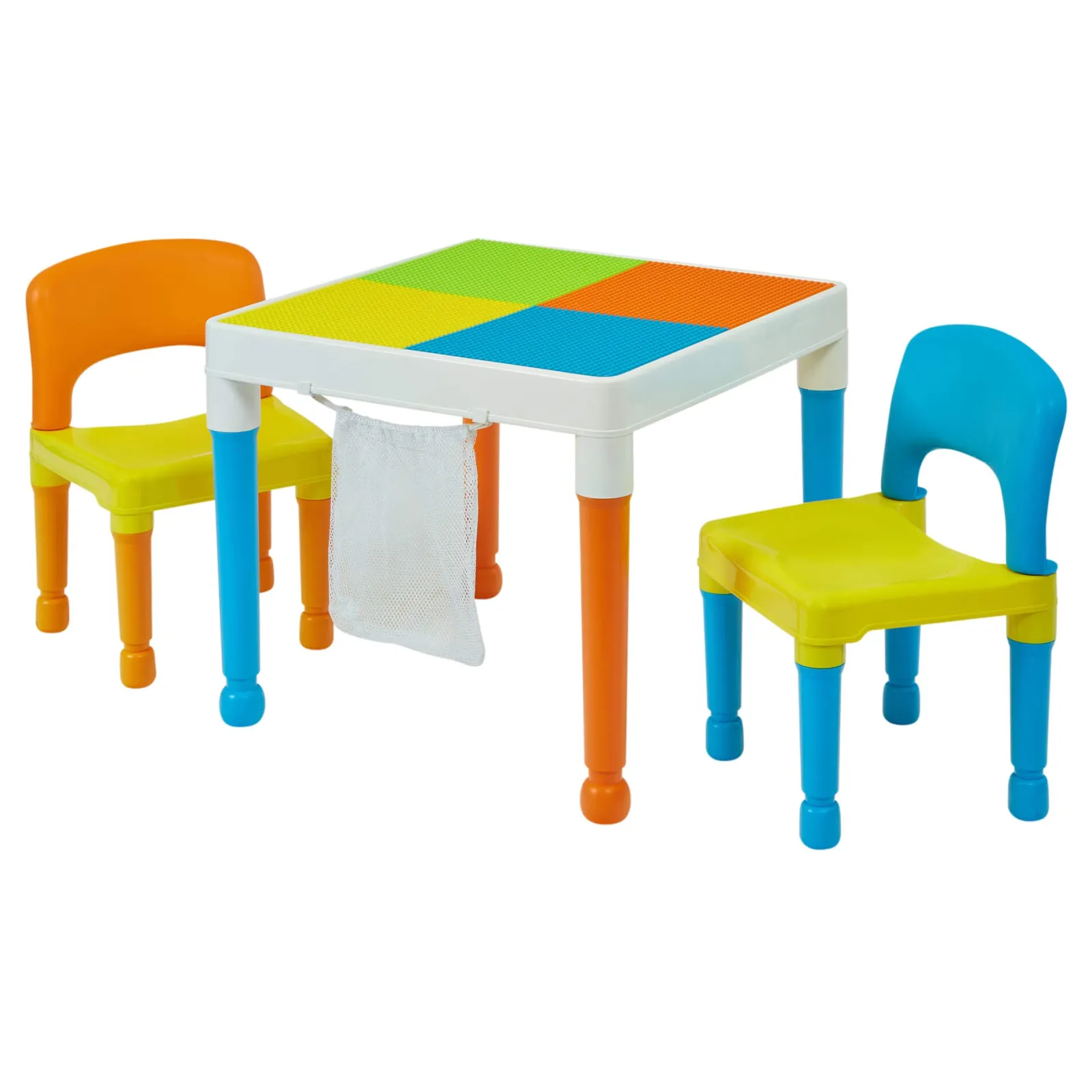 Little Helper Table & Chairs (plastic) | Children's Multipurpose Activity Table & 2 Chairs Set | Lego Board | Storage Bag