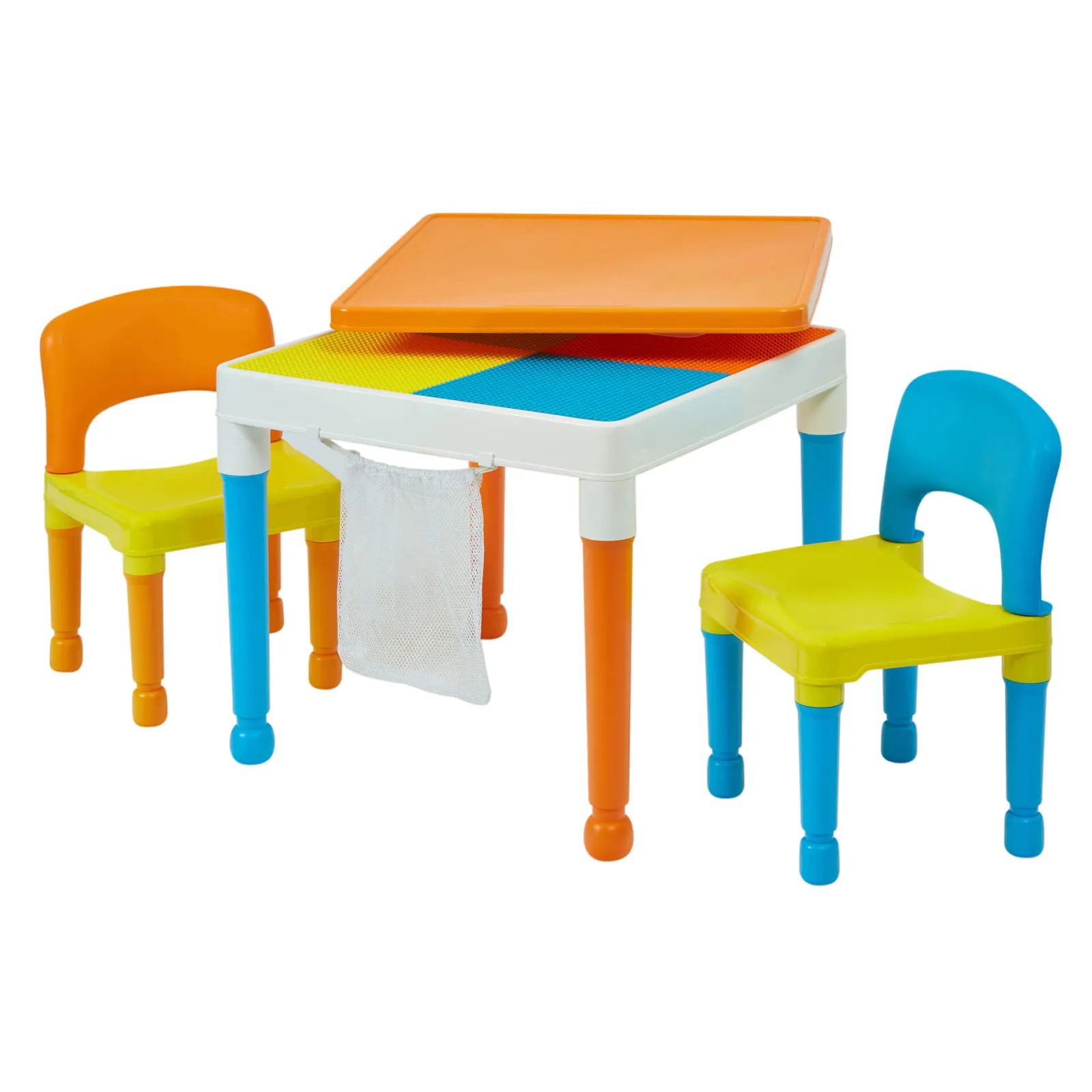 Little Helper Table & Chairs (plastic) | Children's Multipurpose Activity Table & 2 Chairs Set | Lego Board | Storage Bag