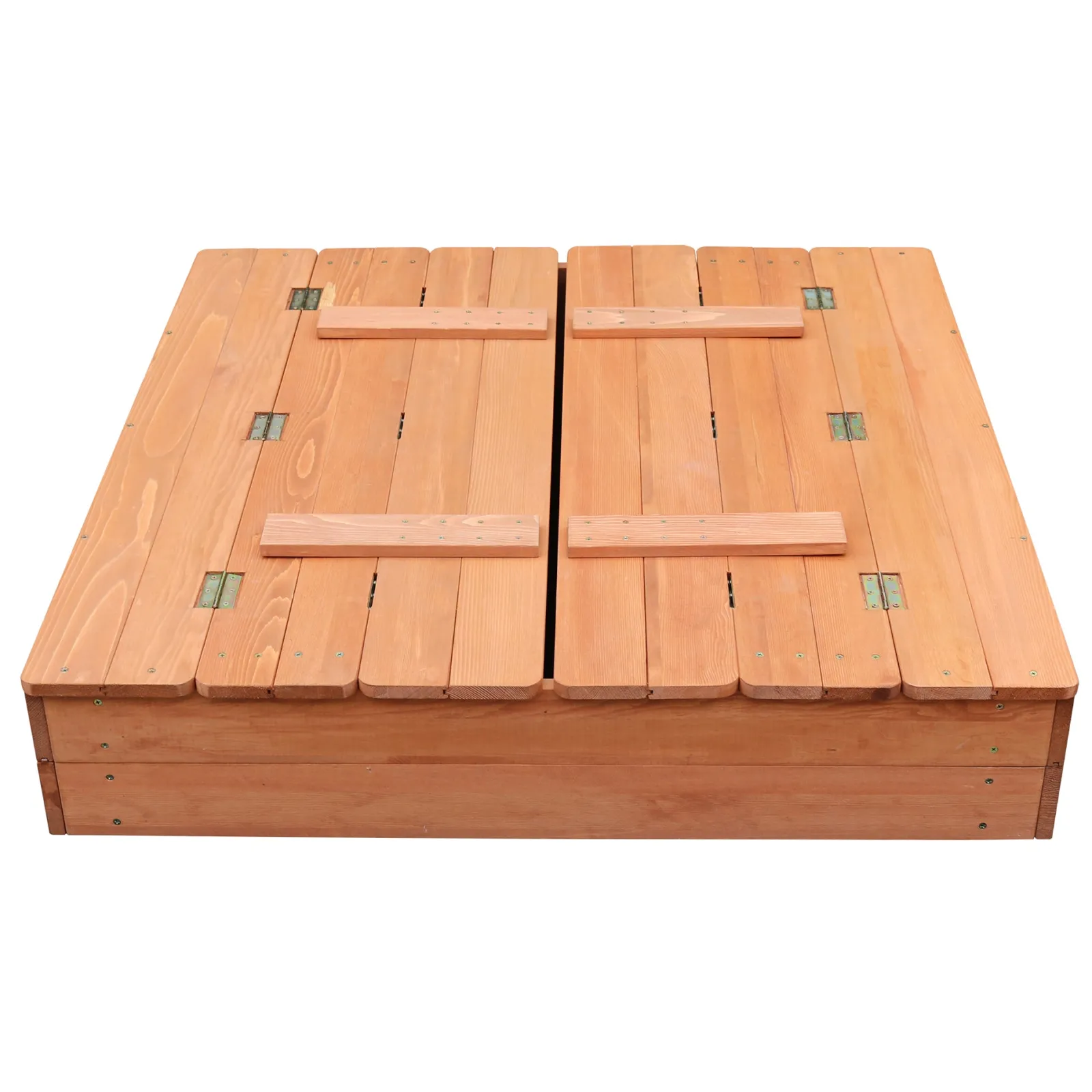 Little Helper Sand & Water Table & Sandpits & Mud Kitchens | Childrens Non-Allergenic Natural Wooden Sandpit with Lid and Seats | Outdoor Kids Sandpit | Optional Waterproof Cover | 97 x 97 x 20 cm