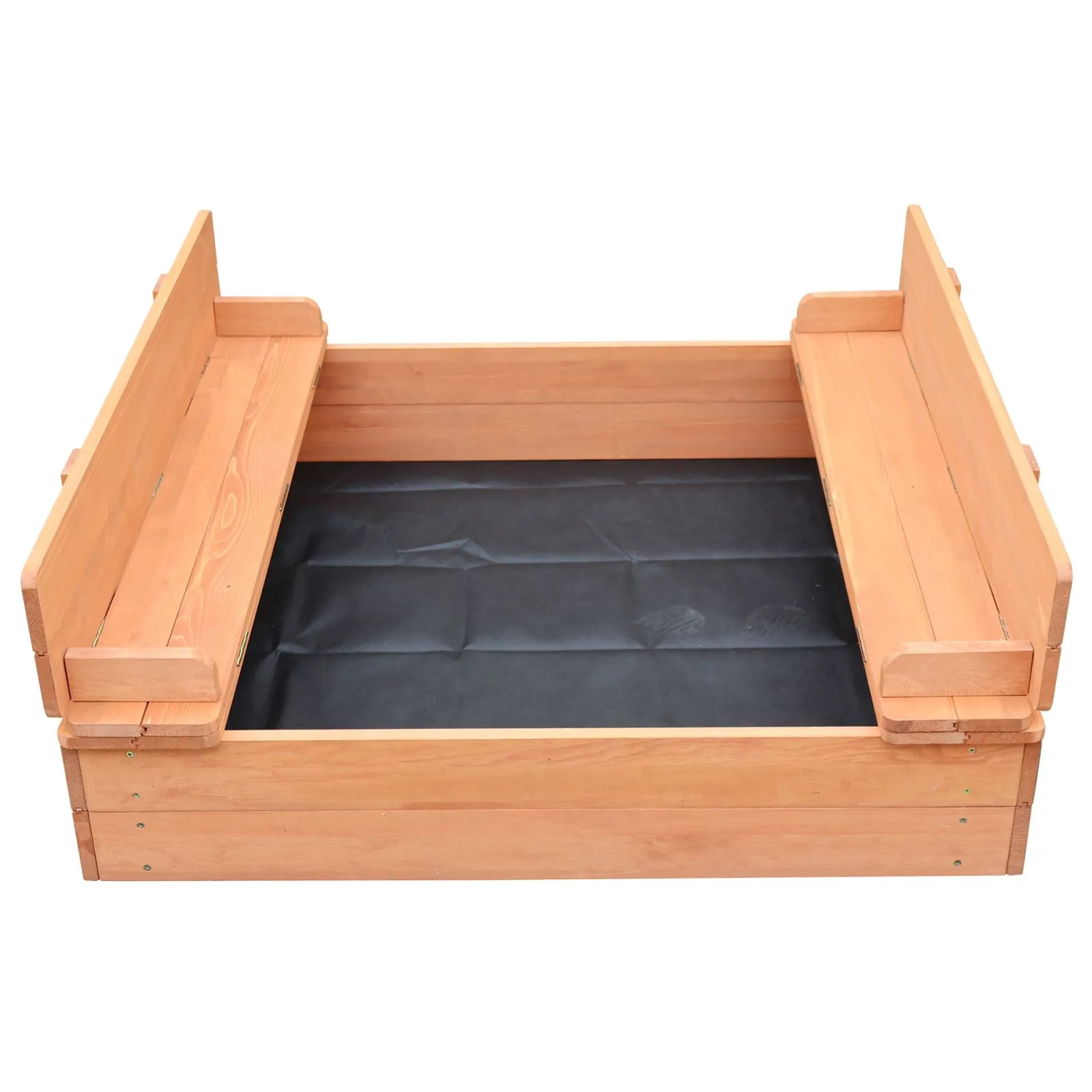 Little Helper Sand & Water Table & Sandpits & Mud Kitchens | Childrens Non-Allergenic Natural Wooden Sandpit with Lid and Seats | Outdoor Kids Sandpit | Optional Waterproof Cover | 97 x 97 x 20 cm