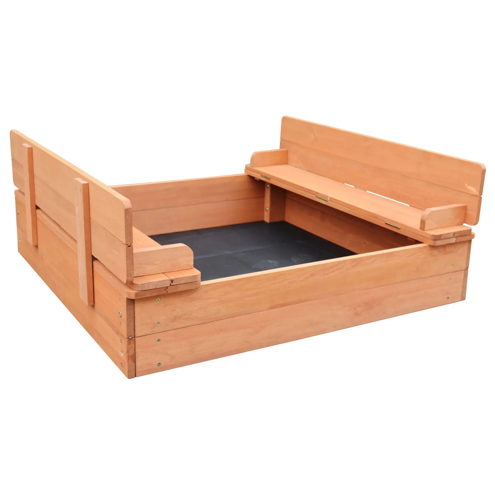 Little Helper Sand & Water Table & Sandpits & Mud Kitchens | Childrens Non-Allergenic Natural Wooden Sandpit with Lid and Seats | Outdoor Kids Sandpit | Optional Waterproof Cover | 97 x 97 x 20 cm