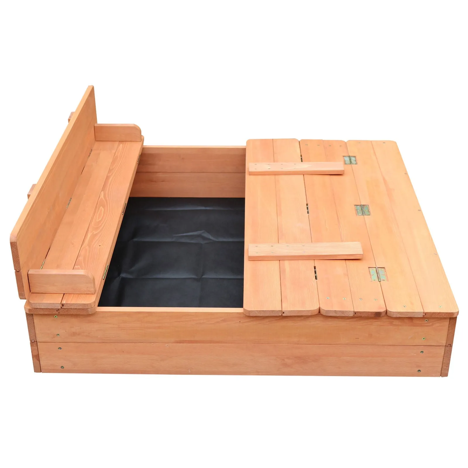 Little Helper Sand & Water Table & Sandpits & Mud Kitchens | Childrens Non-Allergenic Natural Wooden Sandpit with Lid and Seats | Outdoor Kids Sandpit | Optional Waterproof Cover | 97 x 97 x 20 cm