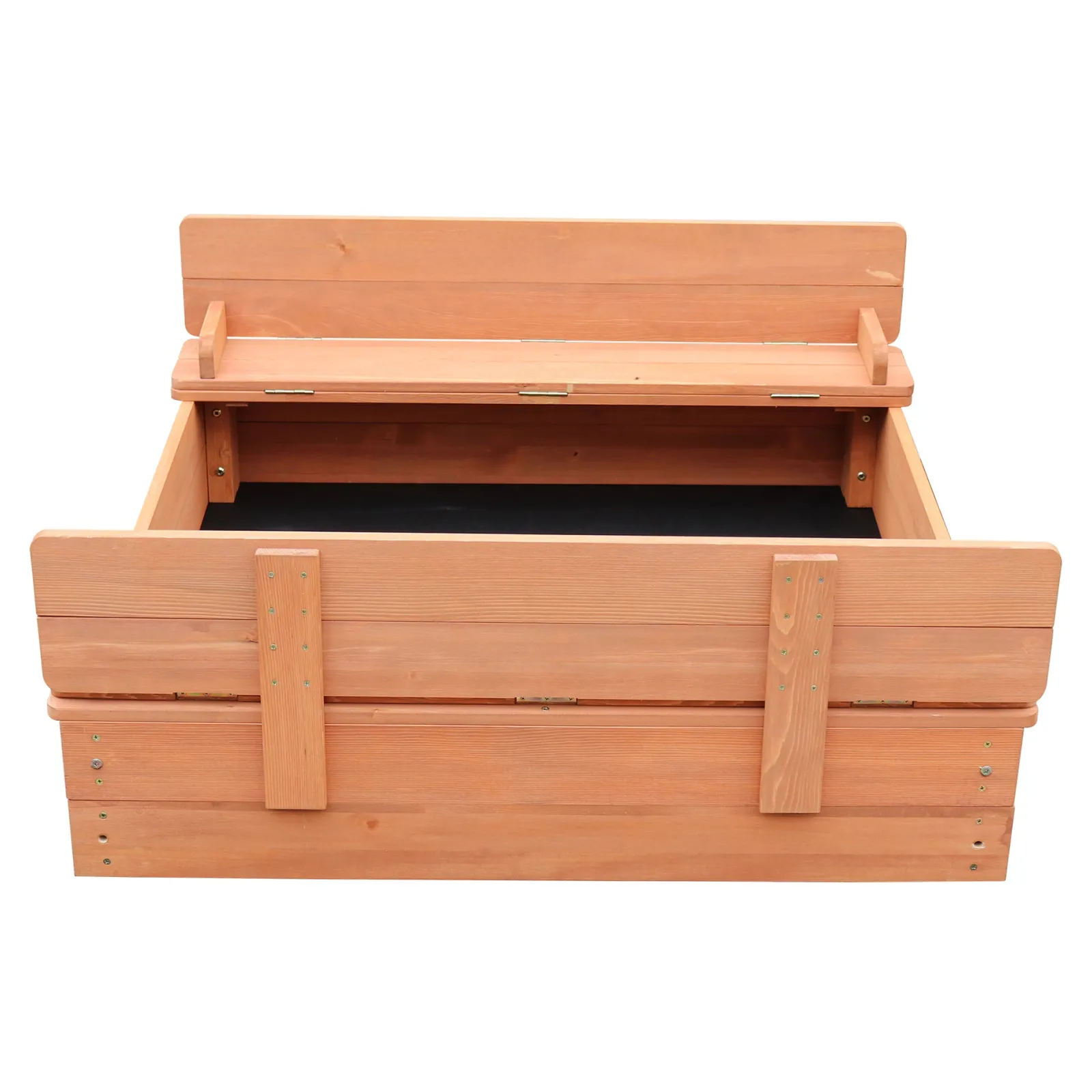 Little Helper Sand & Water Table & Sandpits & Mud Kitchens | Childrens Non-Allergenic Natural Wooden Sandpit with Lid and Seats | Outdoor Kids Sandpit | Optional Waterproof Cover | 97 x 97 x 20 cm