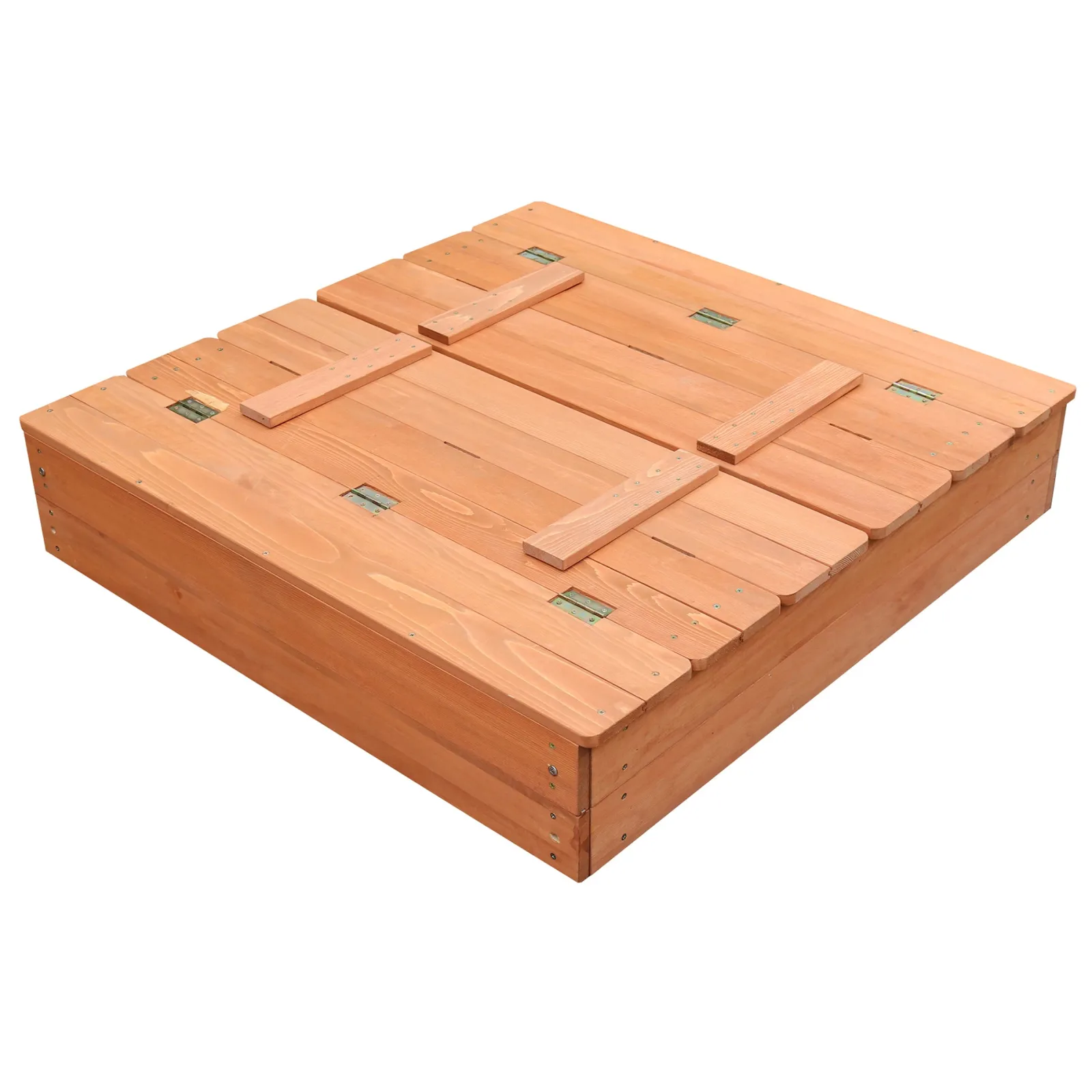 Little Helper Sand & Water Table & Sandpits & Mud Kitchens | Childrens Non-Allergenic Natural Wooden Sandpit with Lid and Seats | Outdoor Kids Sandpit | Optional Waterproof Cover | 97 x 97 x 20 cm