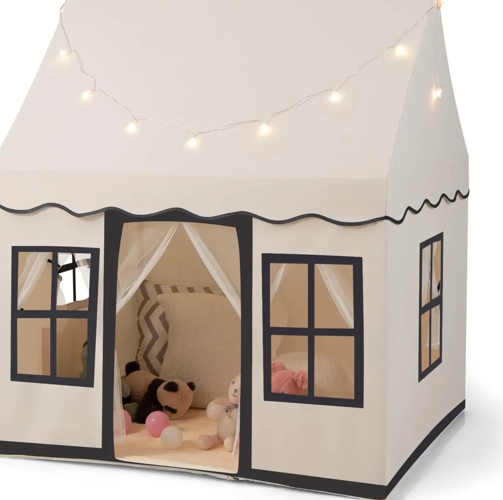 Little Helper Playhouses, Teepees & Dens | Playhouses, Teepees & Dens | Children’s Play House | Wendy House | Windows and Fairy Lights | Cream
