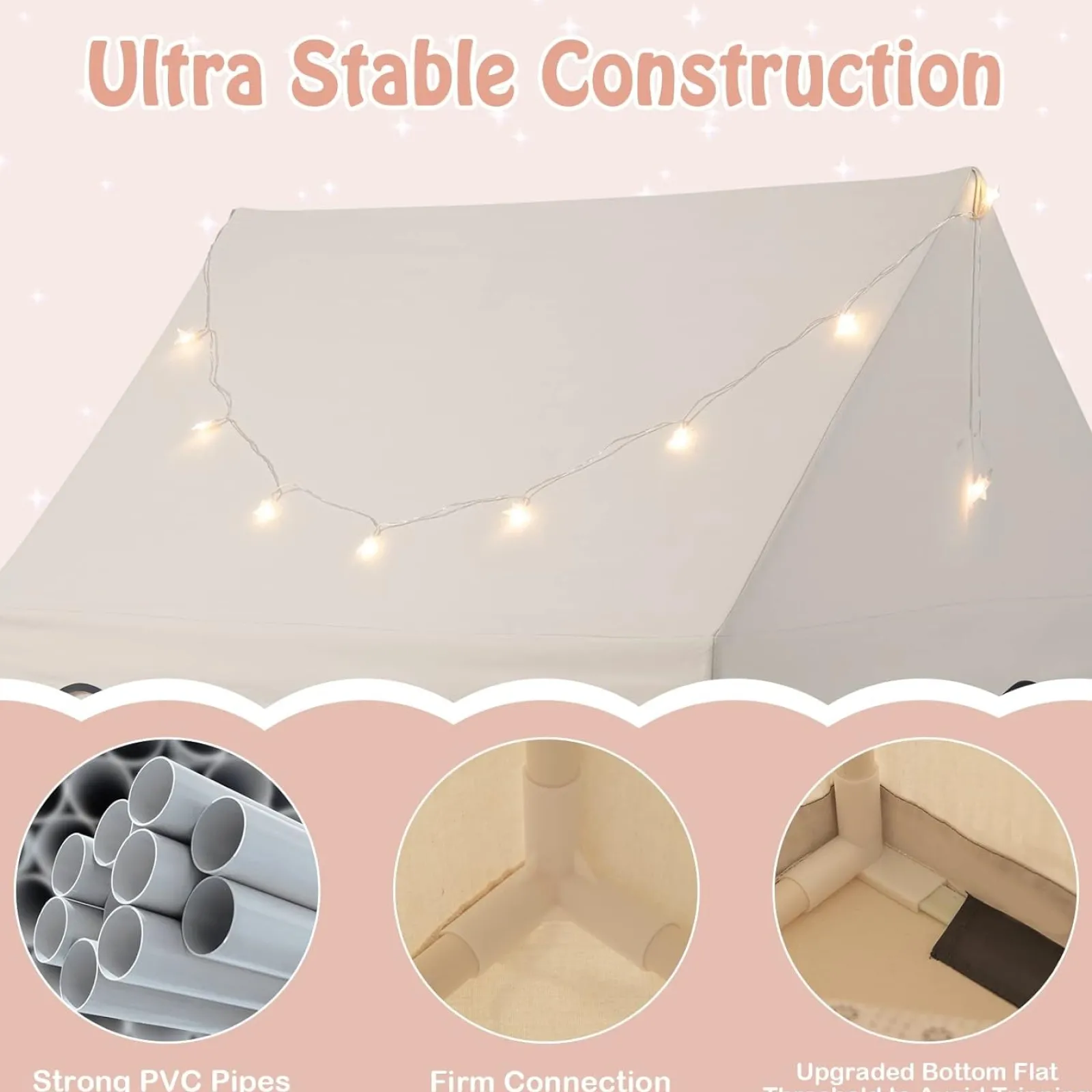 Little Helper Playhouses, Teepees & Dens | Playhouses, Teepees & Dens | Children’s Play House | Wendy House | Windows and Fairy Lights | Cream
