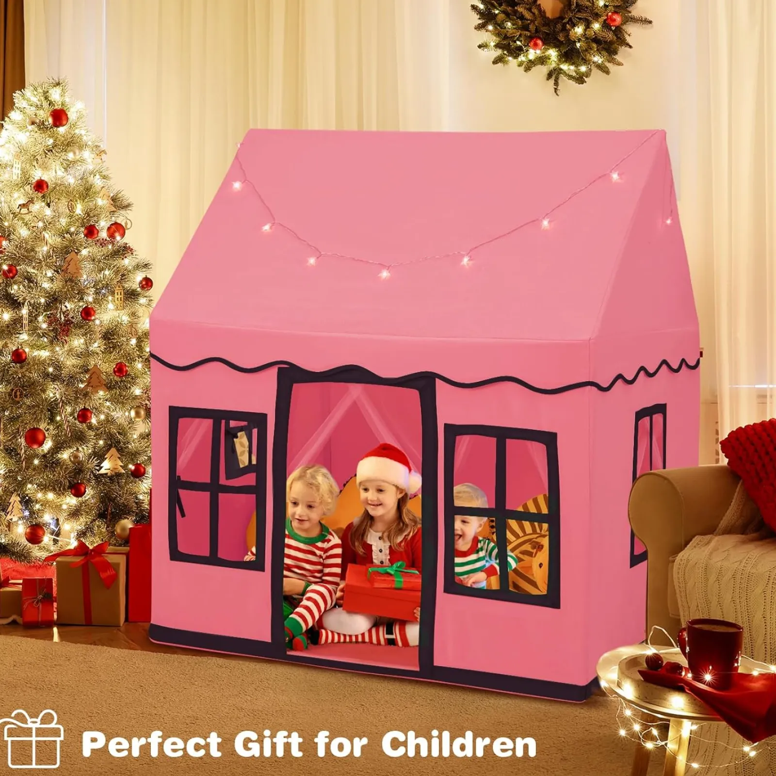 Little Helper Playhouses, Teepees & Dens | Playhouses, Teepees & Dens | Children’s Play House | Wendy House | Windows and Fairy Lights | Cream