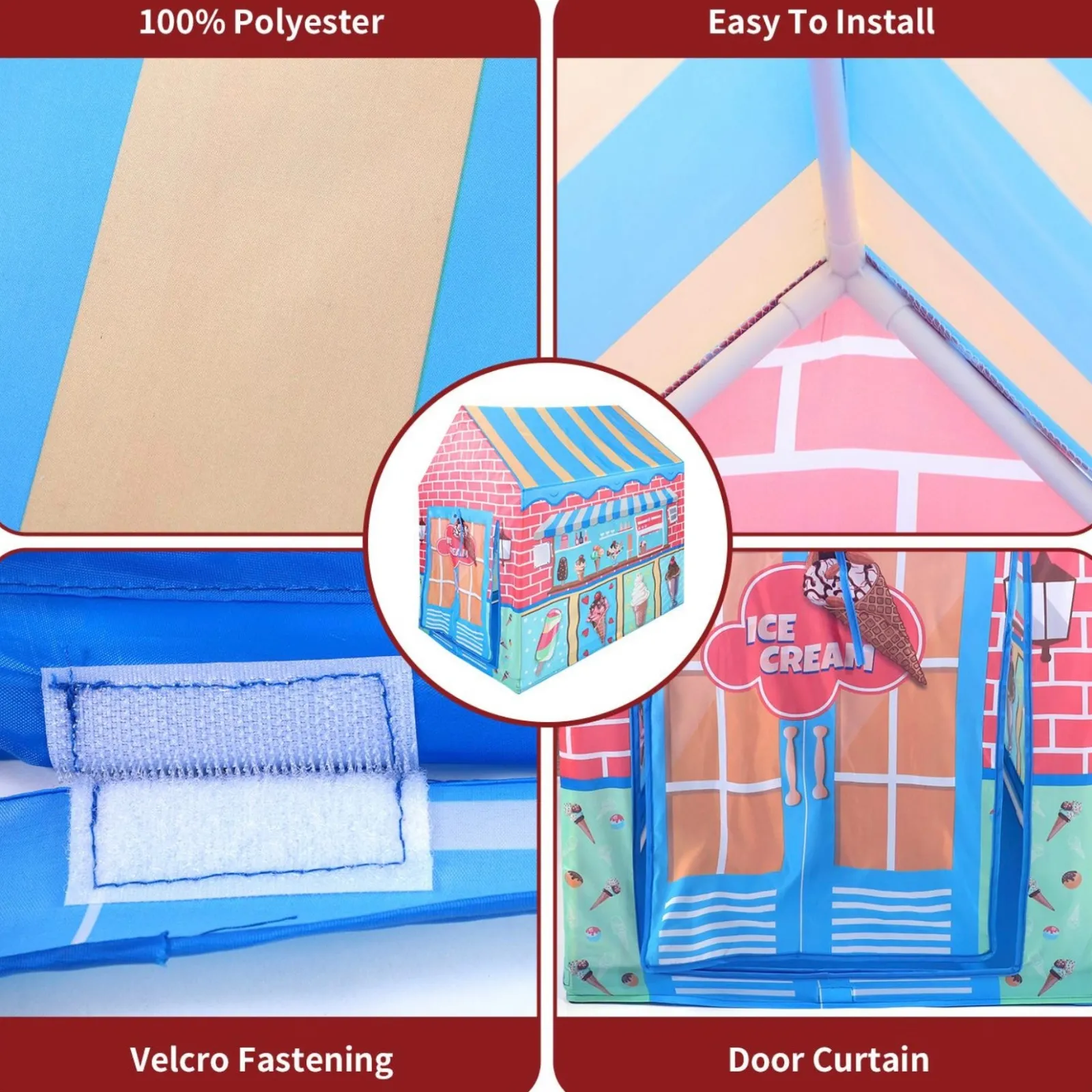 Little Helper Role Play Toys & Pretend Play | Playhouses, Teepees & Dens | Children's Pop-Up Ice Cream Parlour Play Tent | Role Play Fun | Den