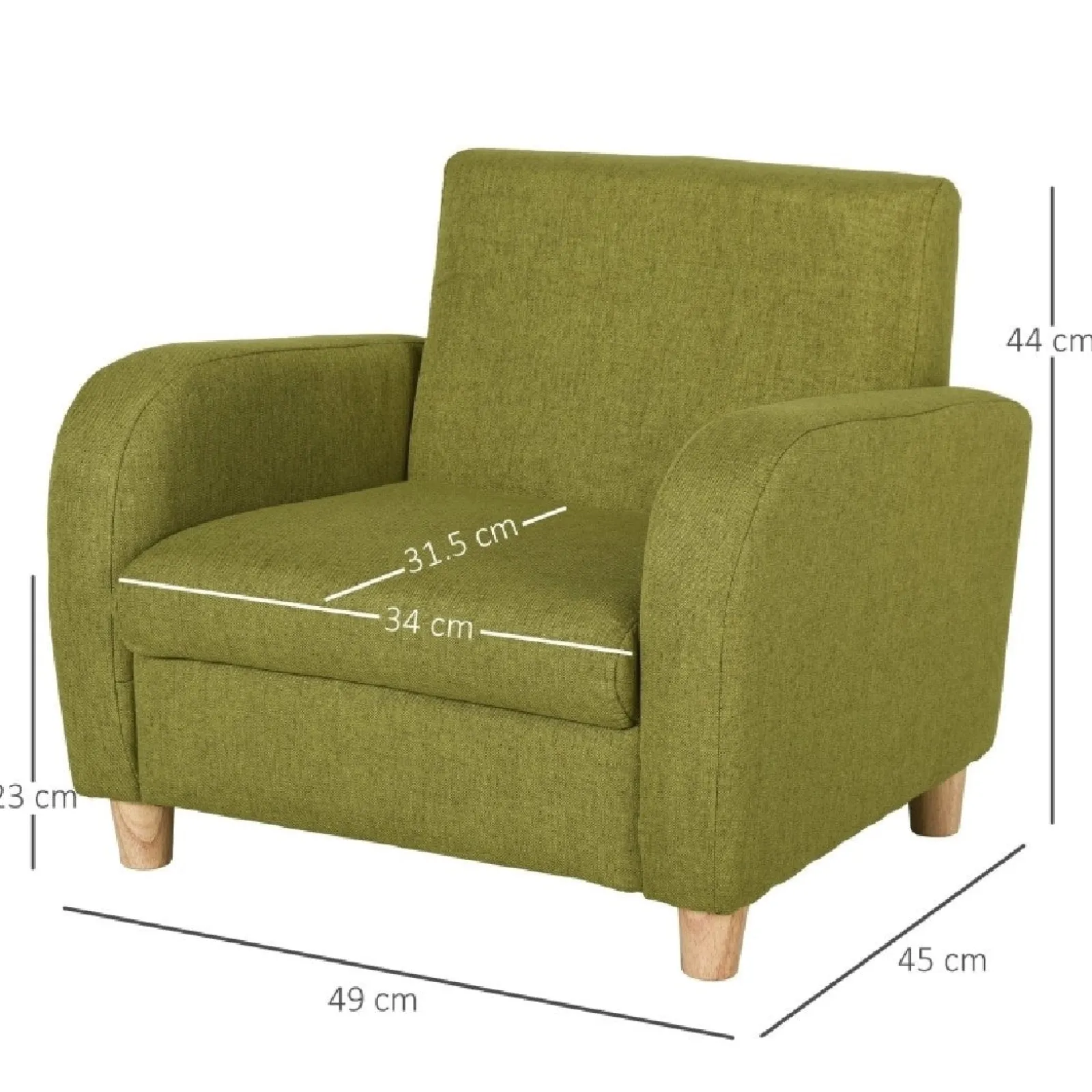 Little Helper Chairs & Stools | Childrens Premium Quality and Deluxe Single Armchair | Linen Look | Blue | 3-8 Years