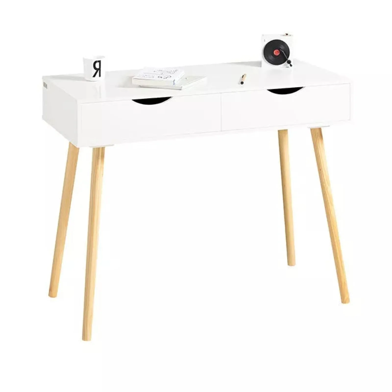 Little Helper Table & Chairs (wooden) | Children's Scandi-Design Homework Computer Desk | 2 Drawers | Natural & White | 6 Years+