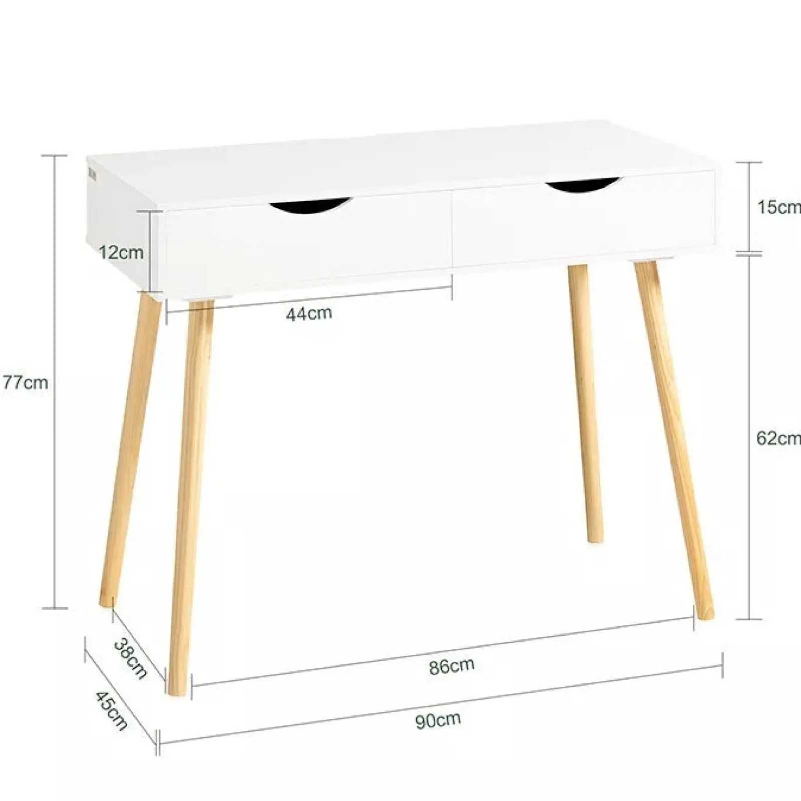 Little Helper Table & Chairs (wooden) | Children's Scandi-Design Homework Computer Desk | 2 Drawers | Natural & White | 6 Years+