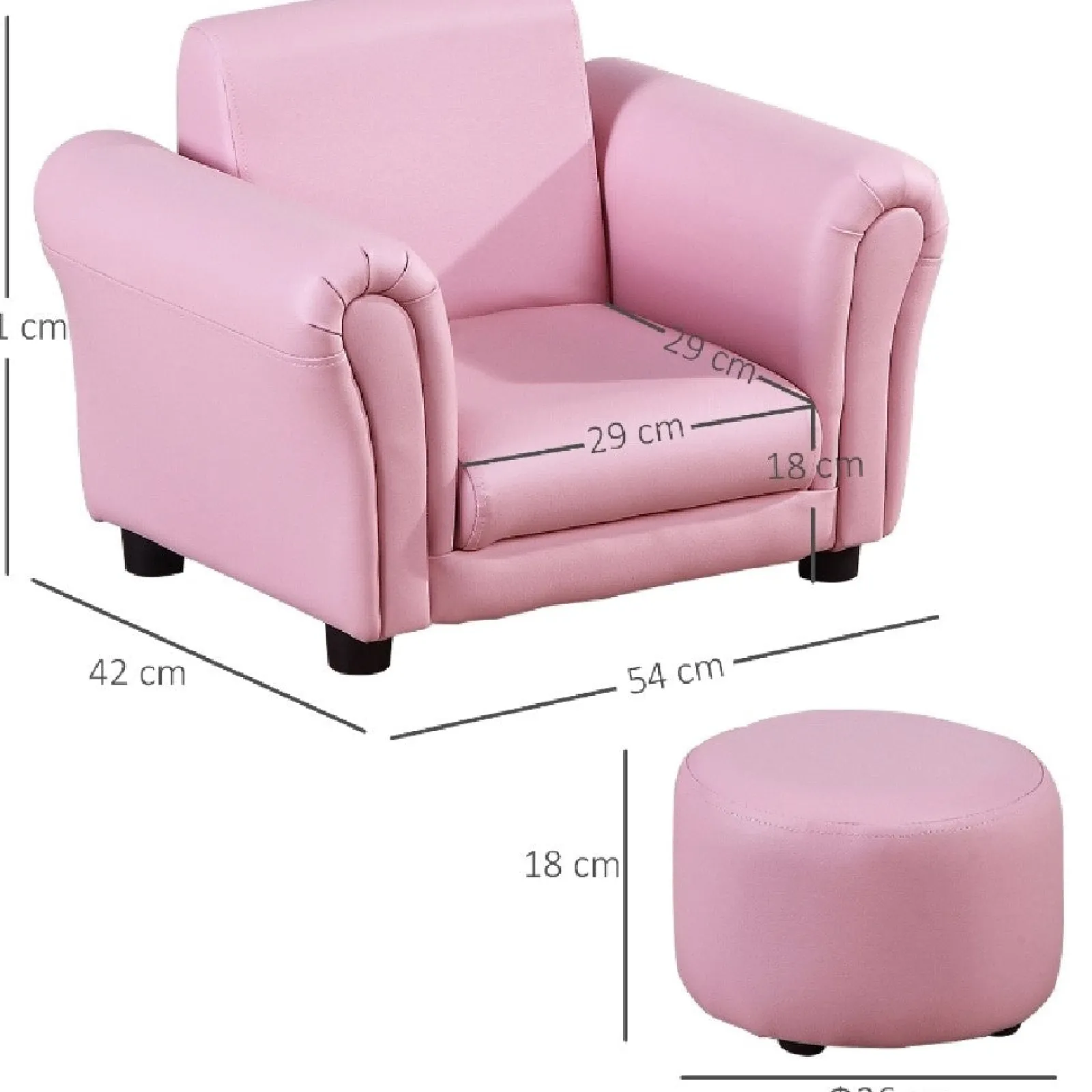 Little Helper Chairs & Stools | Children’s Single Seater Armchair with Footstool | Pink Kids Chair | 3-5 Years