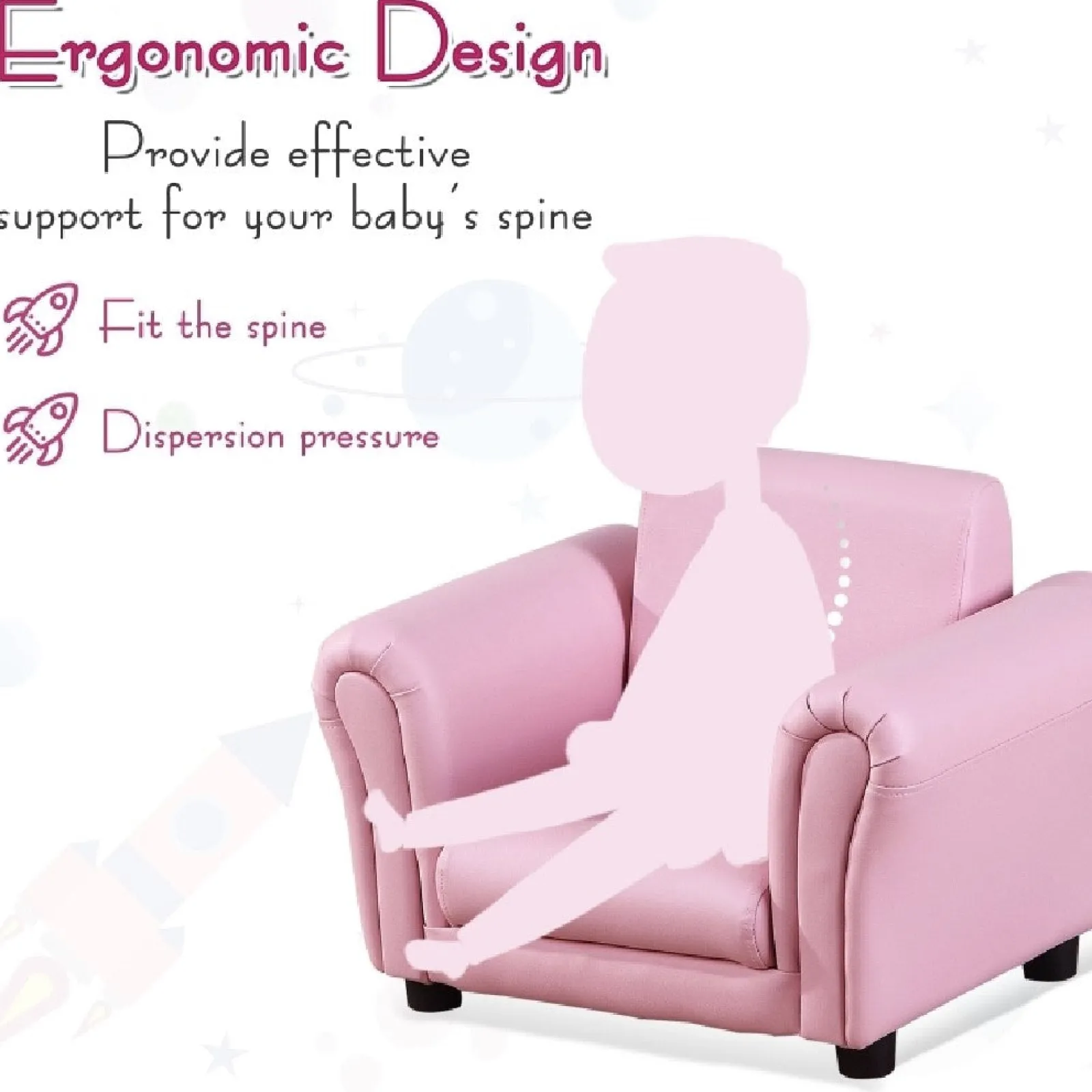 Little Helper Chairs & Stools | Children’s Single Seater Armchair with Footstool | Pink Kids Chair | 3-5 Years