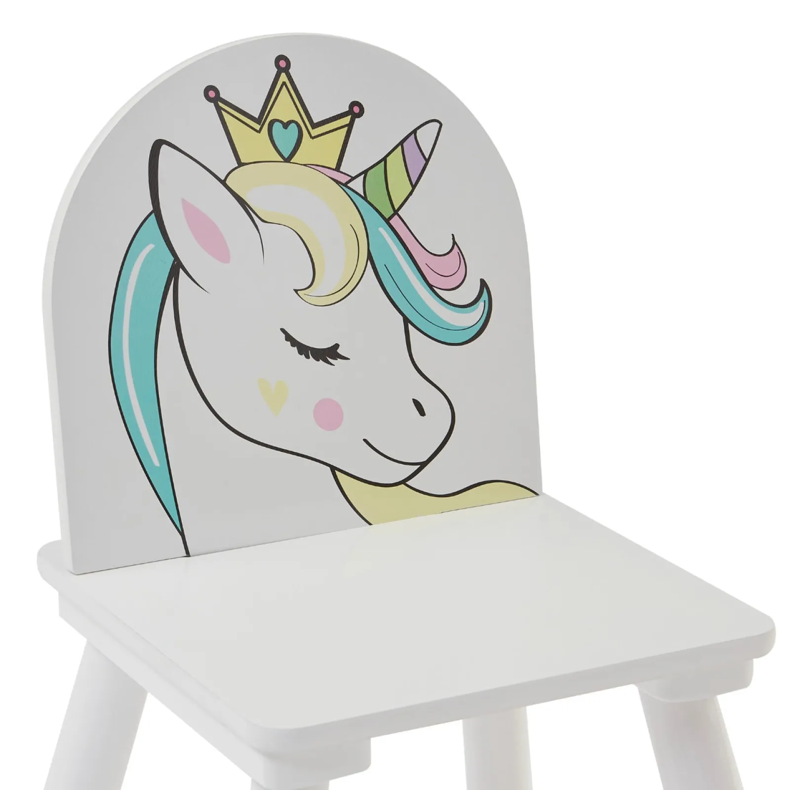 Little Helper Table & Chairs (wooden) | Children's Unicorn Wood Table and 2 Chairs Set | White | 2 Years +