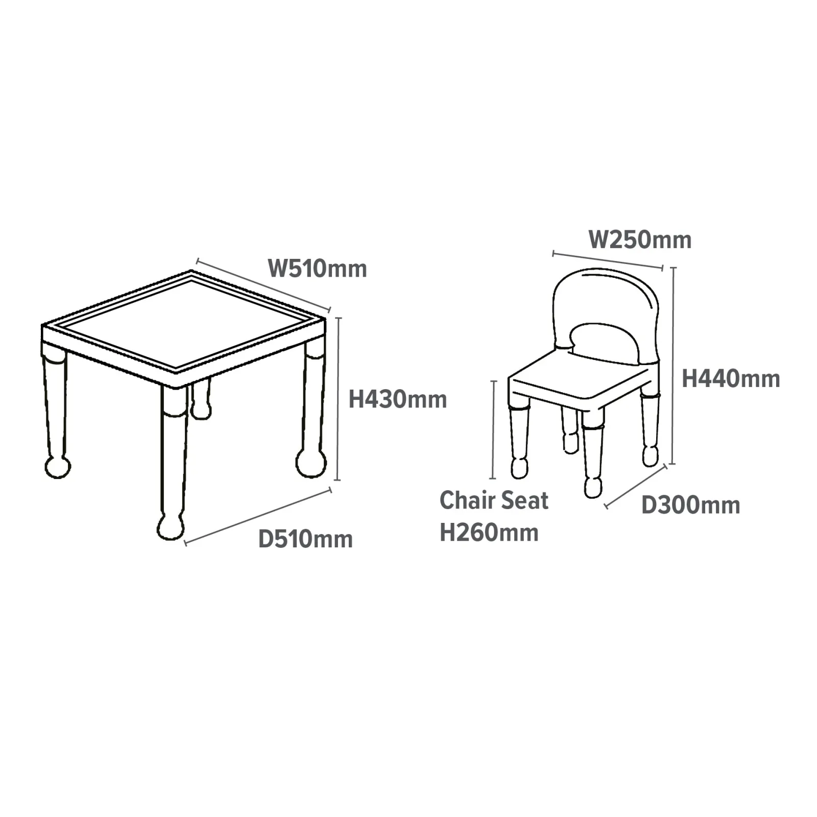 Little Helper Table & Chairs (plastic) | Children's White & Grey Indoor | Outdoor Plastic Table & Chair Set | 2 years+