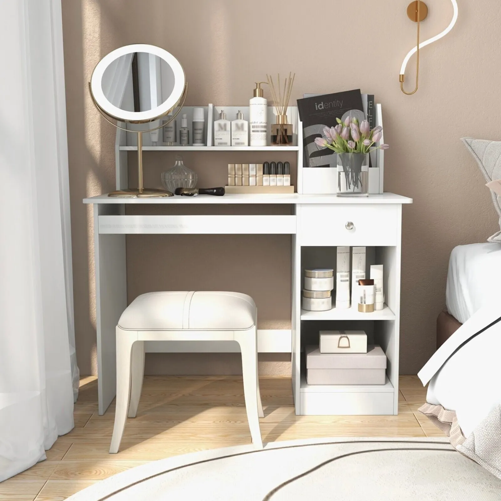 Little Helper Table & Chairs (wooden) | Children's White Homework Desk | Bureau | Storage Shelves & Drawer | 5-14 Years