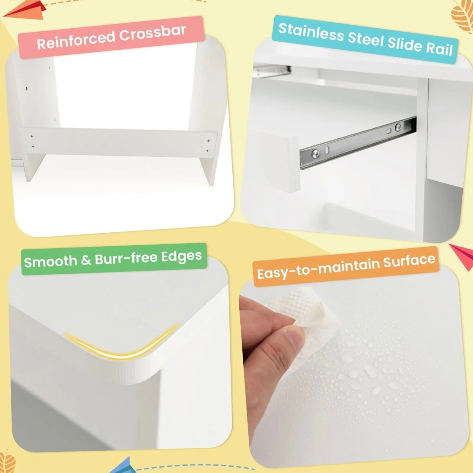 Little Helper Table & Chairs (wooden) | Children's White Homework Desk | Bureau | Storage Shelves & Drawer | 5-14 Years