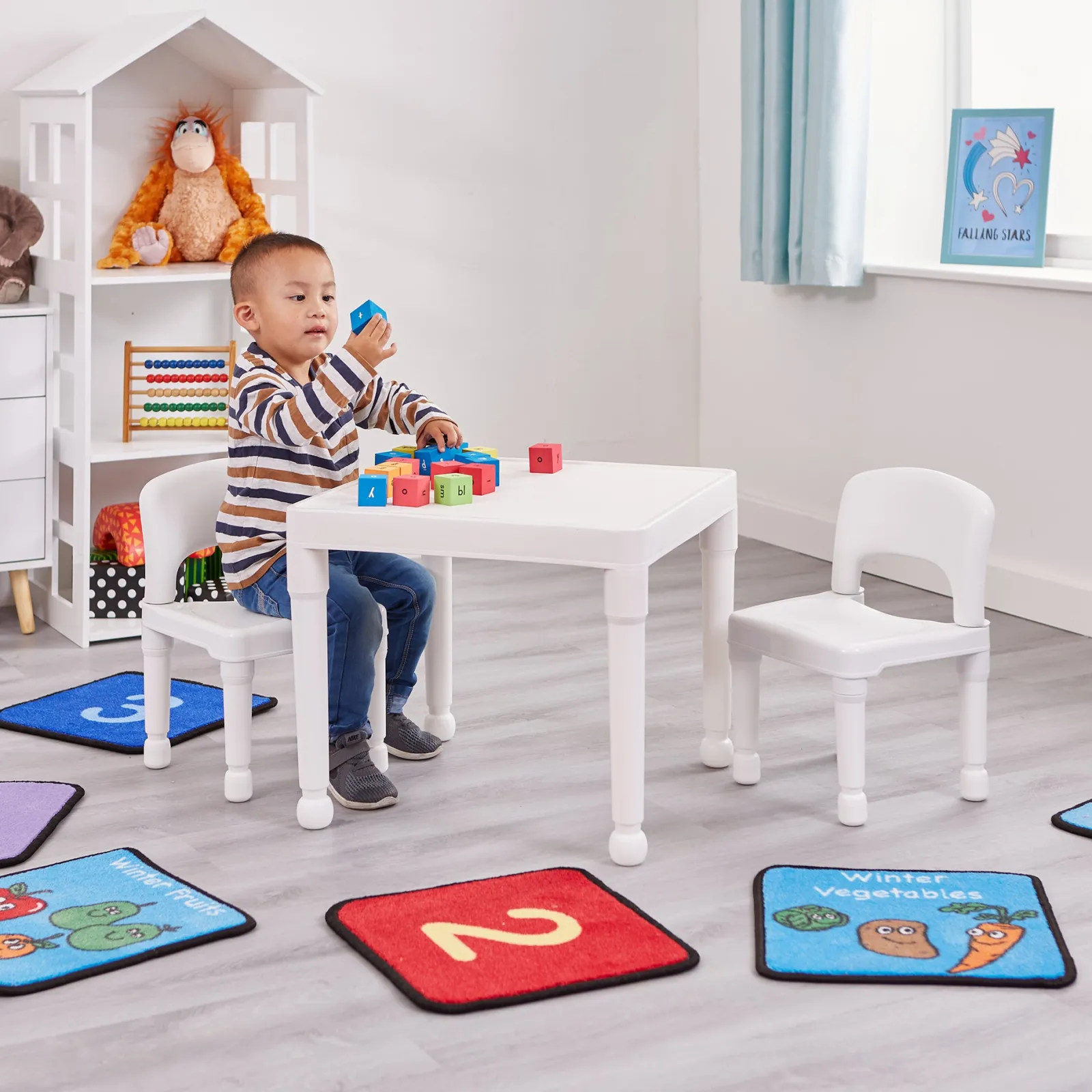 Little Helper Table & Chairs (plastic) | Children's White Indoor | Outdoor Plastic Table & 2 Chairs Set | 2 years+