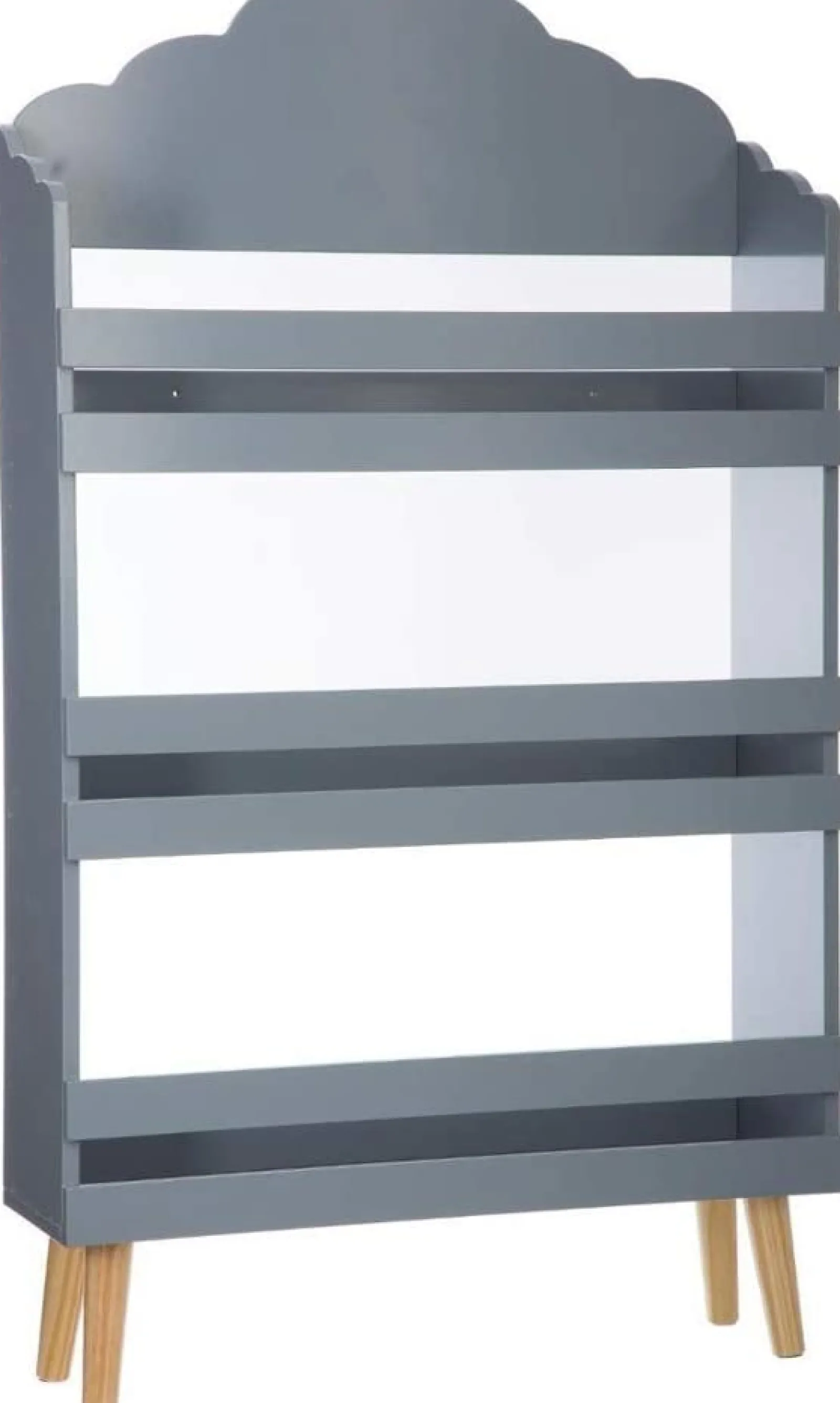 Little Helper Bookcases & Kids Bookshelves | Kids Bookcases & Kids Bookshelves | Children's Wood Montessori 3 Tier Bookcase | Cloud Design | Grey | 1m High