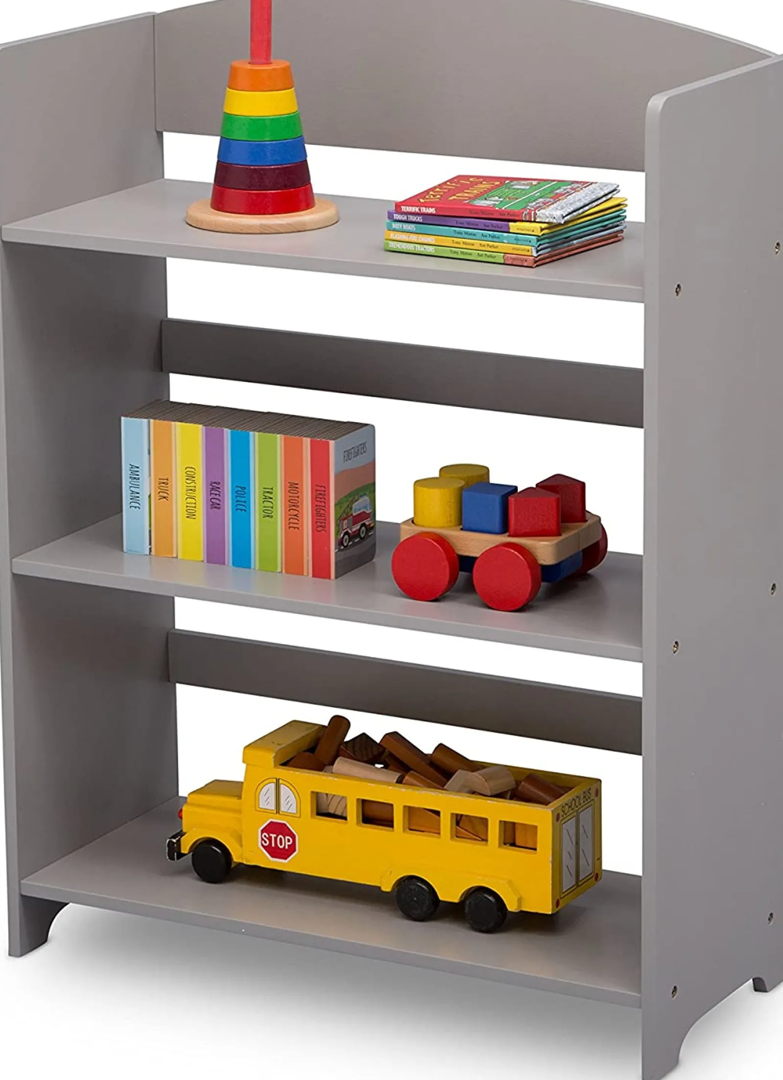 Little Helper Bookcases & Kids Bookshelves | Kids Bookcases & Kids Bookshelves | Children's Wood Montessori 3 Tier Bookcase | Modern Design | Grey | 84cm High