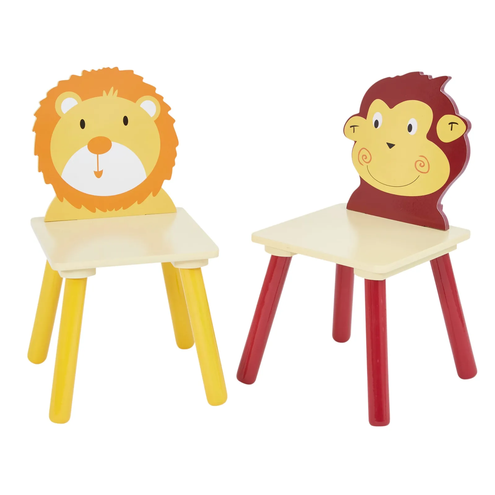 Little Helper Table & Chairs (wooden) | Childrens Wooden Table and 2 Chairs | Monkey & Lion Jungle theme | 3 Years +