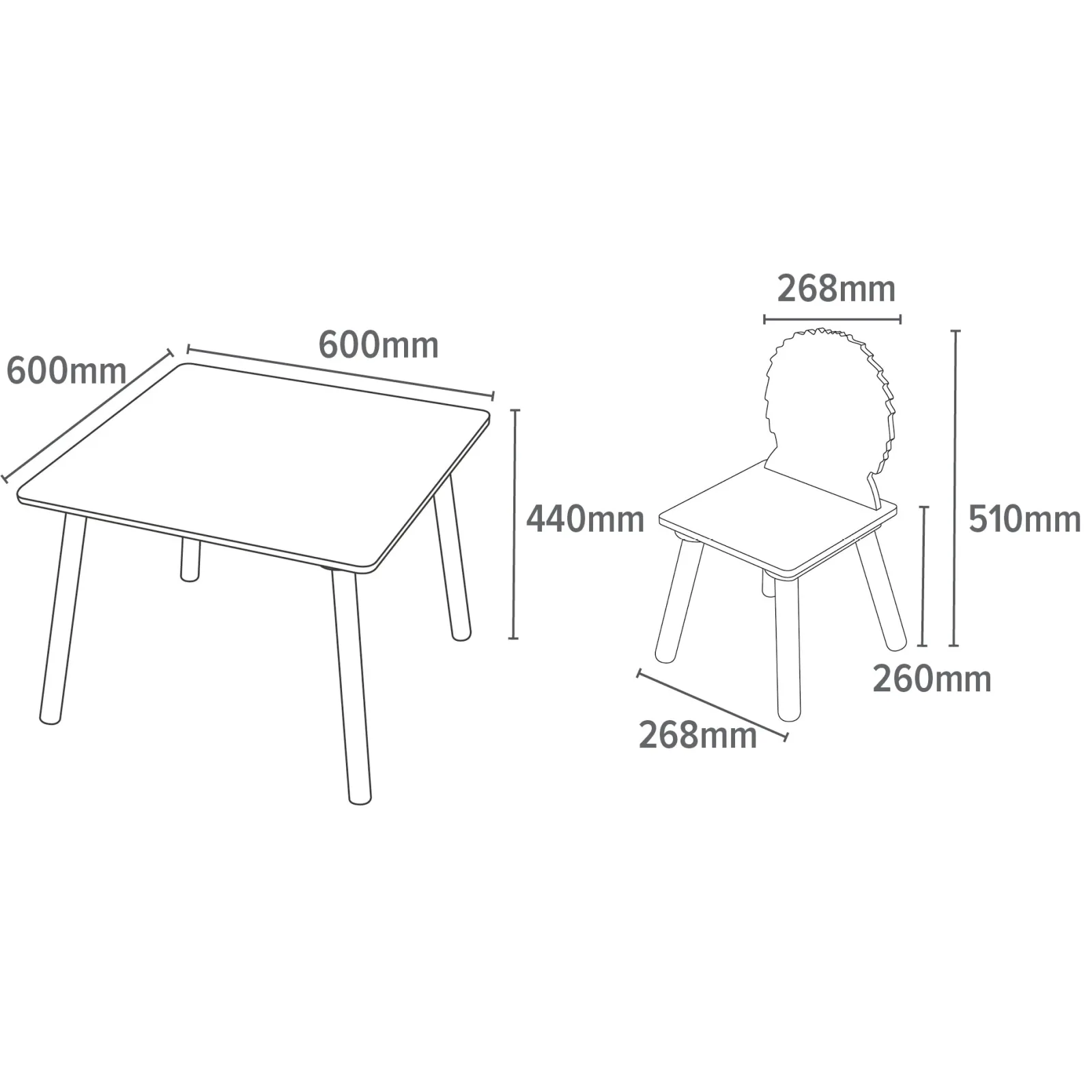 Little Helper Table & Chairs (wooden) | Childrens Wooden Table and 2 Chairs | Monkey & Lion Jungle theme | 3 Years +