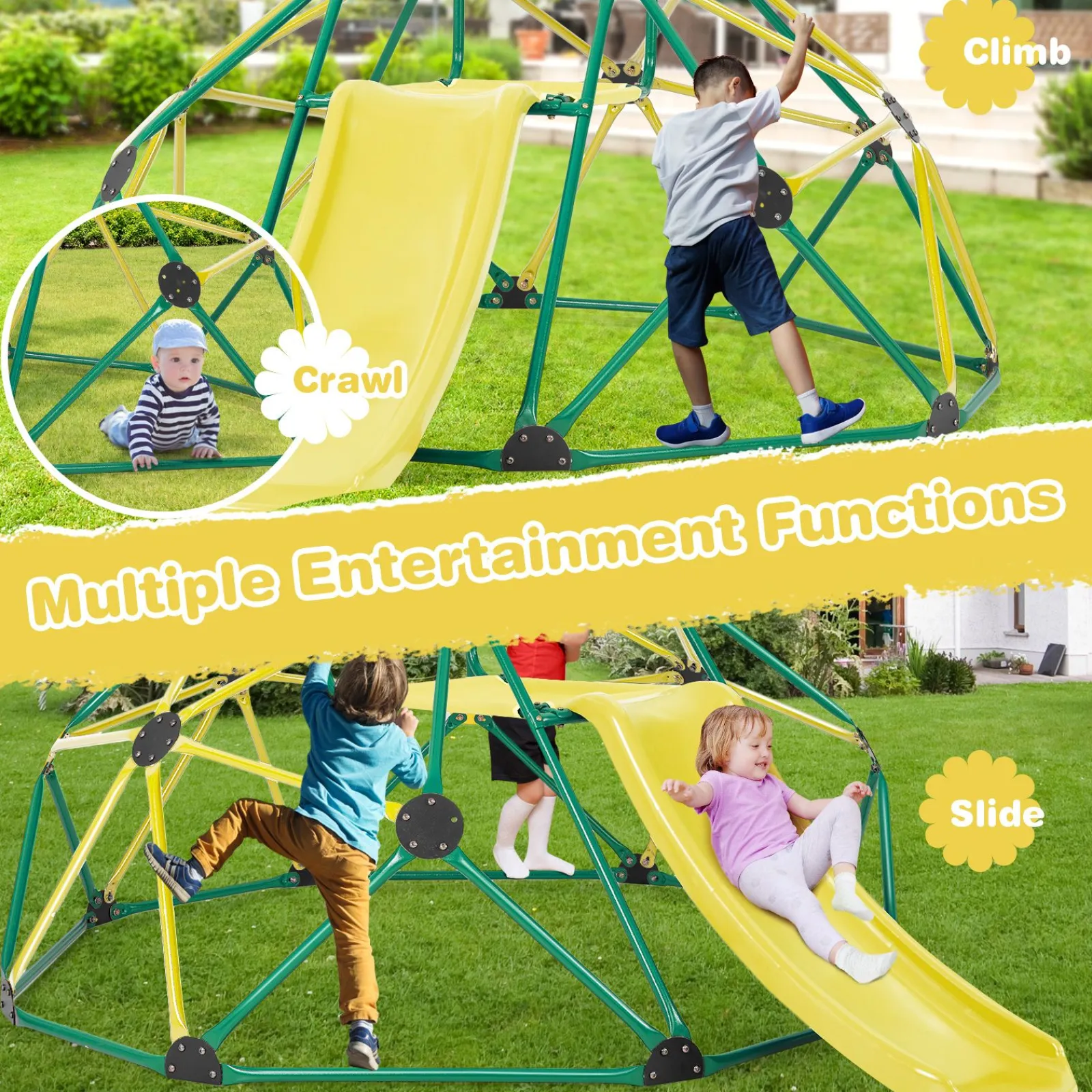 Little Helper Swing & Slide Sets & Garden Play & Trampolines | Kids Climbing Frames & Activity Toys | Children's XL Rust-resistant Indoor | Outdoor Montessori Climbing Frame Dome with Slide | 3-12 years