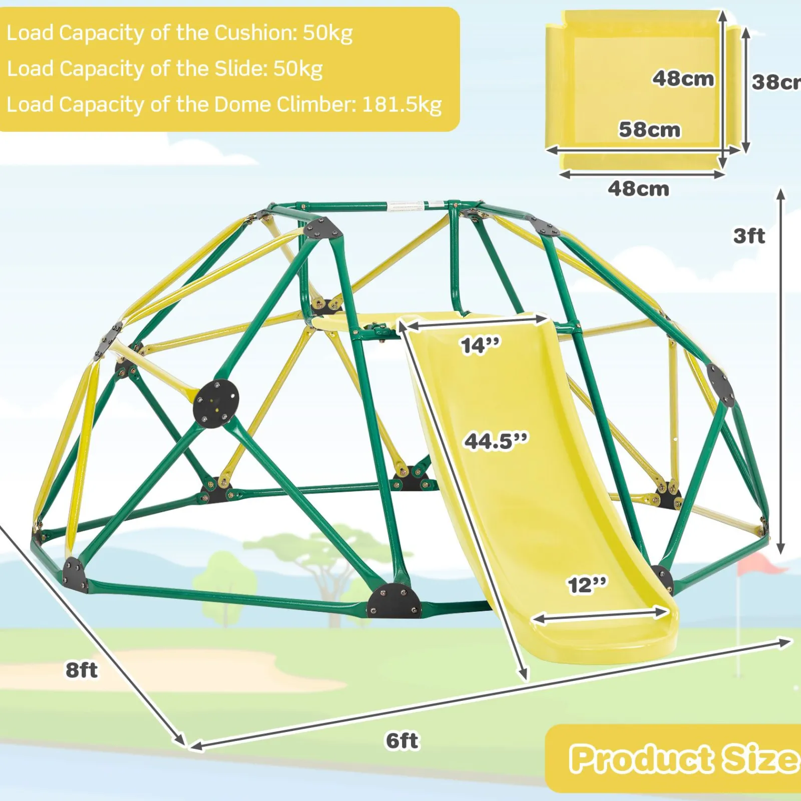 Little Helper Swing & Slide Sets & Garden Play & Trampolines | Kids Climbing Frames & Activity Toys | Children's XL Rust-resistant Indoor | Outdoor Montessori Climbing Frame Dome with Slide | 3-12 years