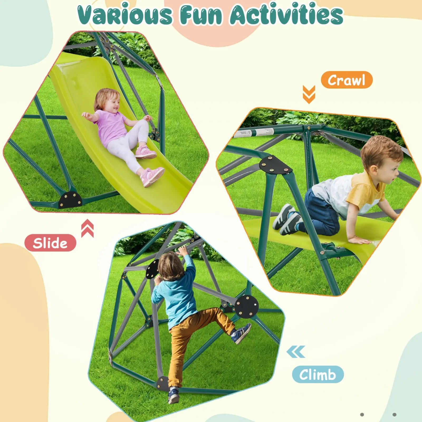 Little Helper Swing & Slide Sets & Garden Play & Trampolines | Kids Climbing Frames & Activity Toys | Children's XL Rust-resistant Indoor | Outdoor Montessori Climbing Frame Dome with Slide | 3-12 years