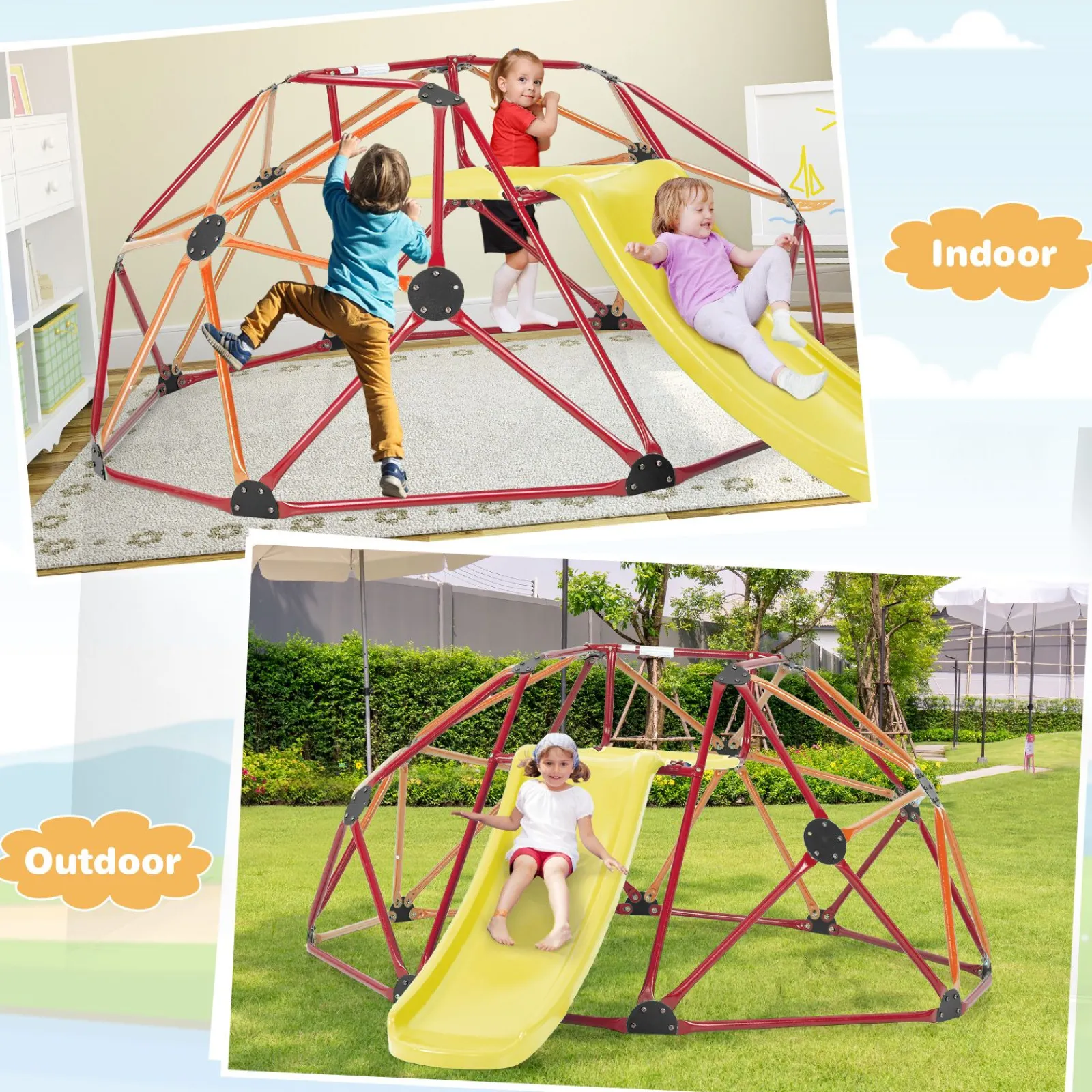 Little Helper Swing & Slide Sets & Garden Play & Trampolines | Kids Climbing Frames & Activity Toys | Children's XL Rust-resistant Indoor | Outdoor Montessori Climbing Frame Dome with Slide | 3-12 years