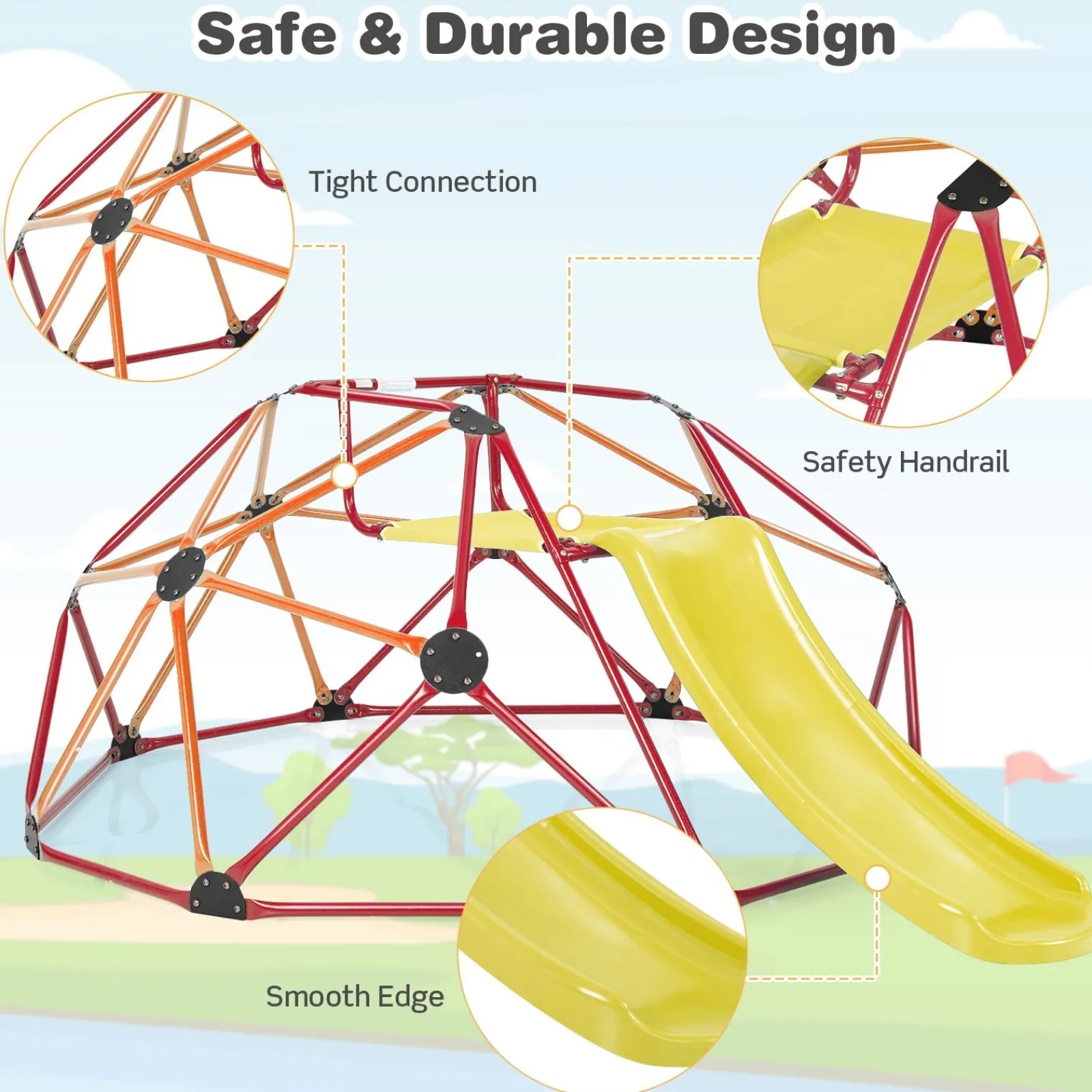 Little Helper Swing & Slide Sets & Garden Play & Trampolines | Kids Climbing Frames & Activity Toys | Children's XL Rust-resistant Indoor | Outdoor Montessori Climbing Frame Dome with Slide | 3-12 years