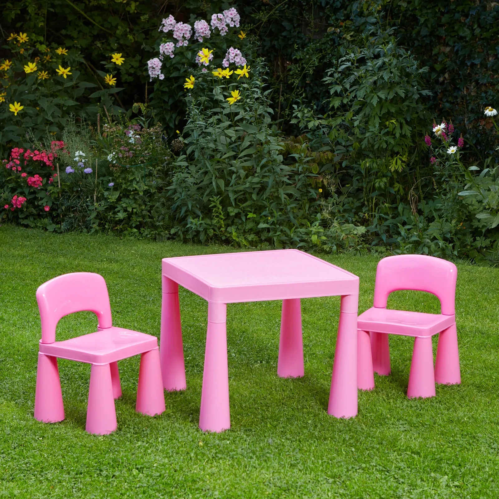 Little Helper Table & Chairs (plastic) | Chunky & Funky Plastic Kid's | Children's Activity Table & 2 Chair Set | Hot Pink
