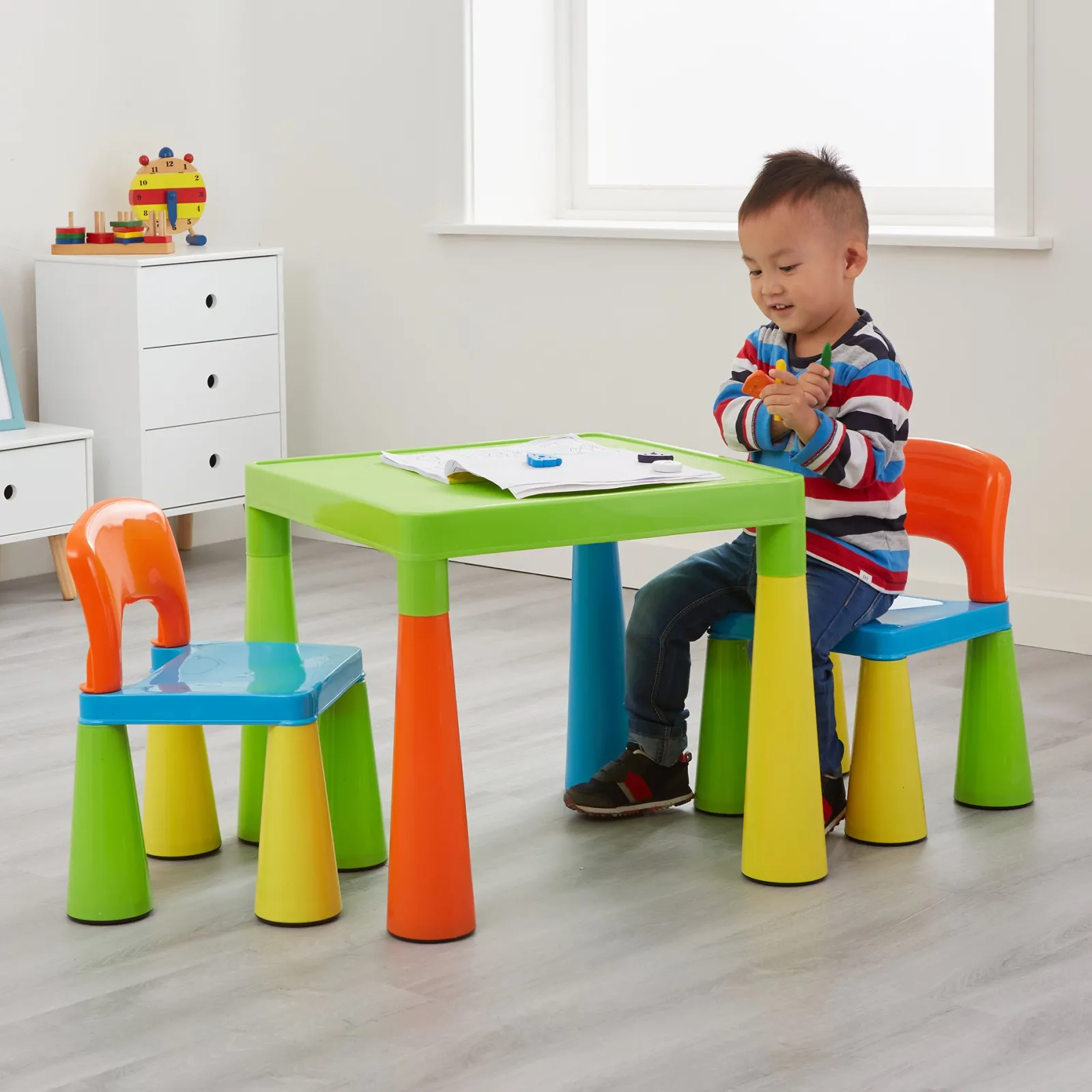 Little Helper Table & Chairs (plastic) | Chunky & Funky Plastic Kid's | Children's Activity Table & 2 Chair Set | Multicoloured