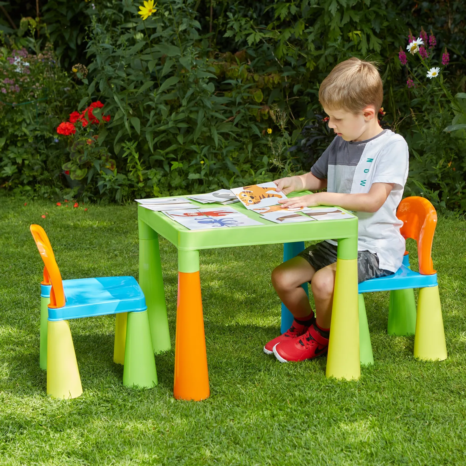 Little Helper Table & Chairs (plastic) | Chunky & Funky Plastic Kid's | Children's Activity Table & 2 Chair Set | Multicoloured